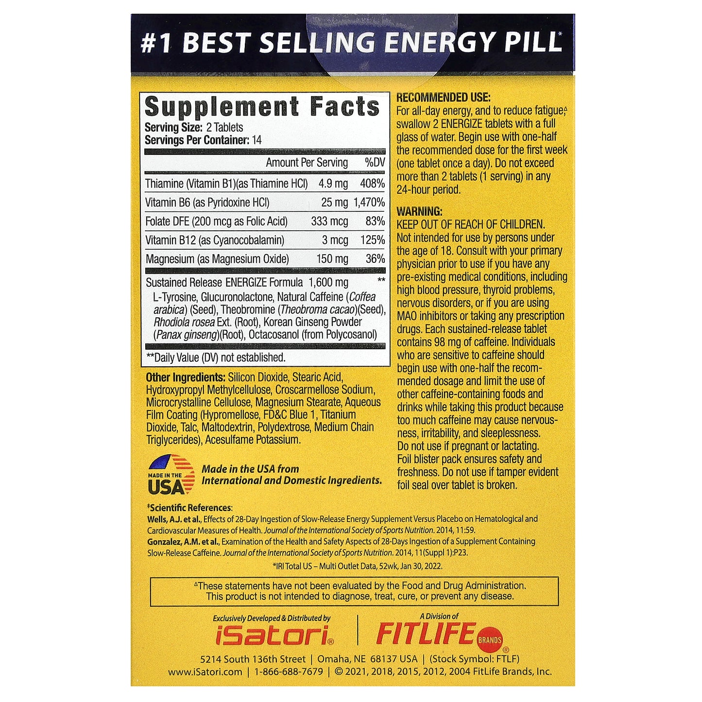 Isatori, Energize, The All-Day Energy Pill , 28 Tablets