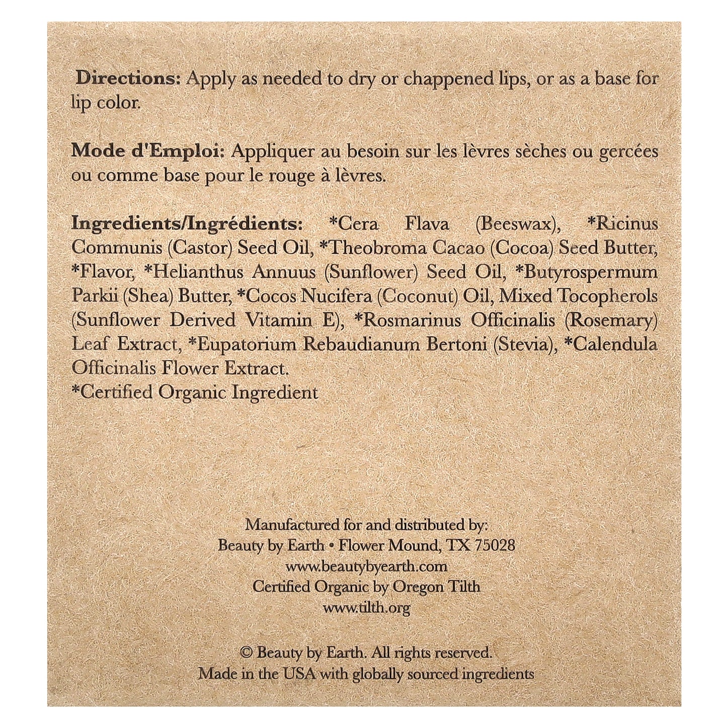 Beauty By Earth, Organic Beeswax Lip Balm, Vanilla Bean, 4 Tubes, 0.15 oz Each