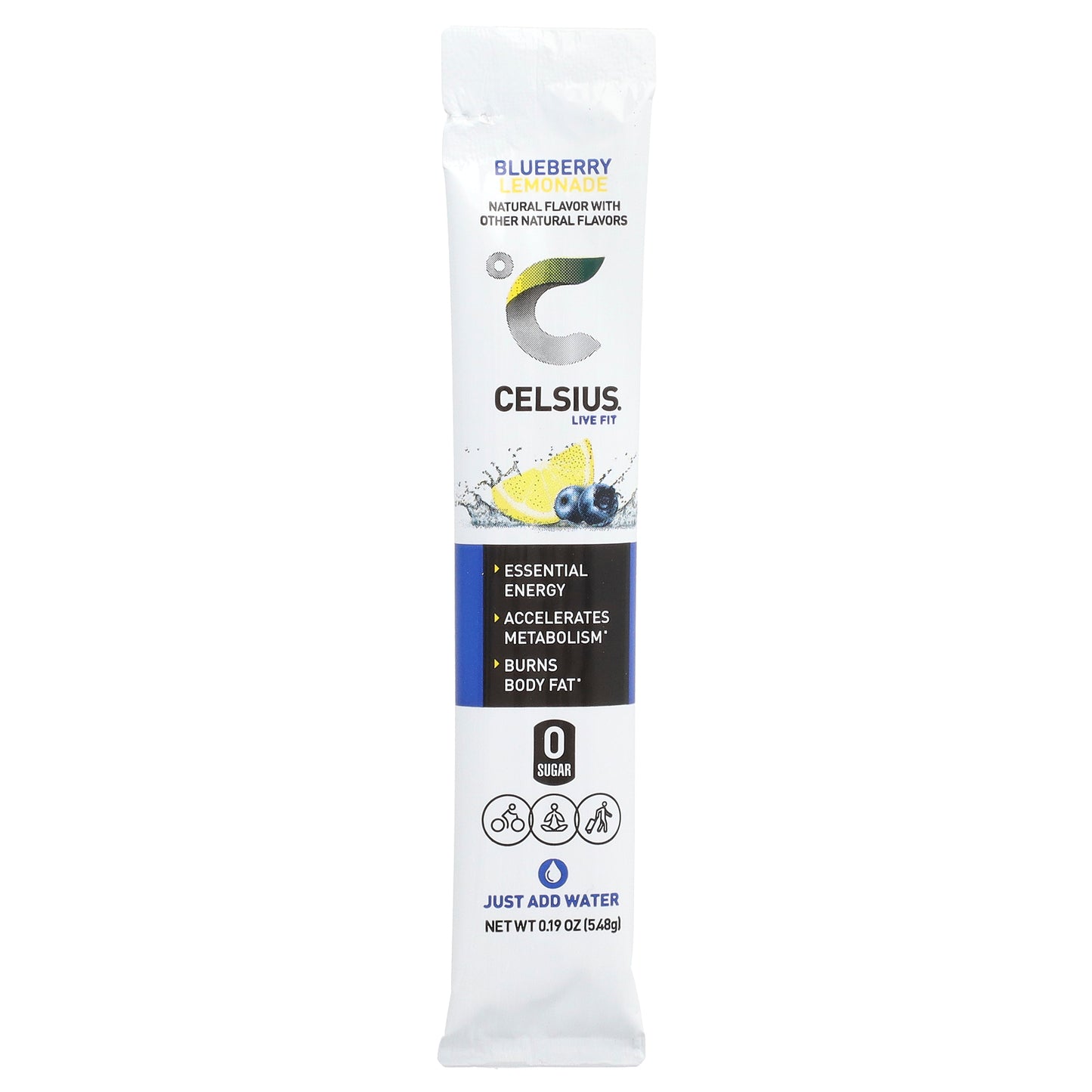 Celsius, Live Fit, Blueberry Lemonade, 14 On-The-Go Packets, 0.19 oz (5.48 g) Each