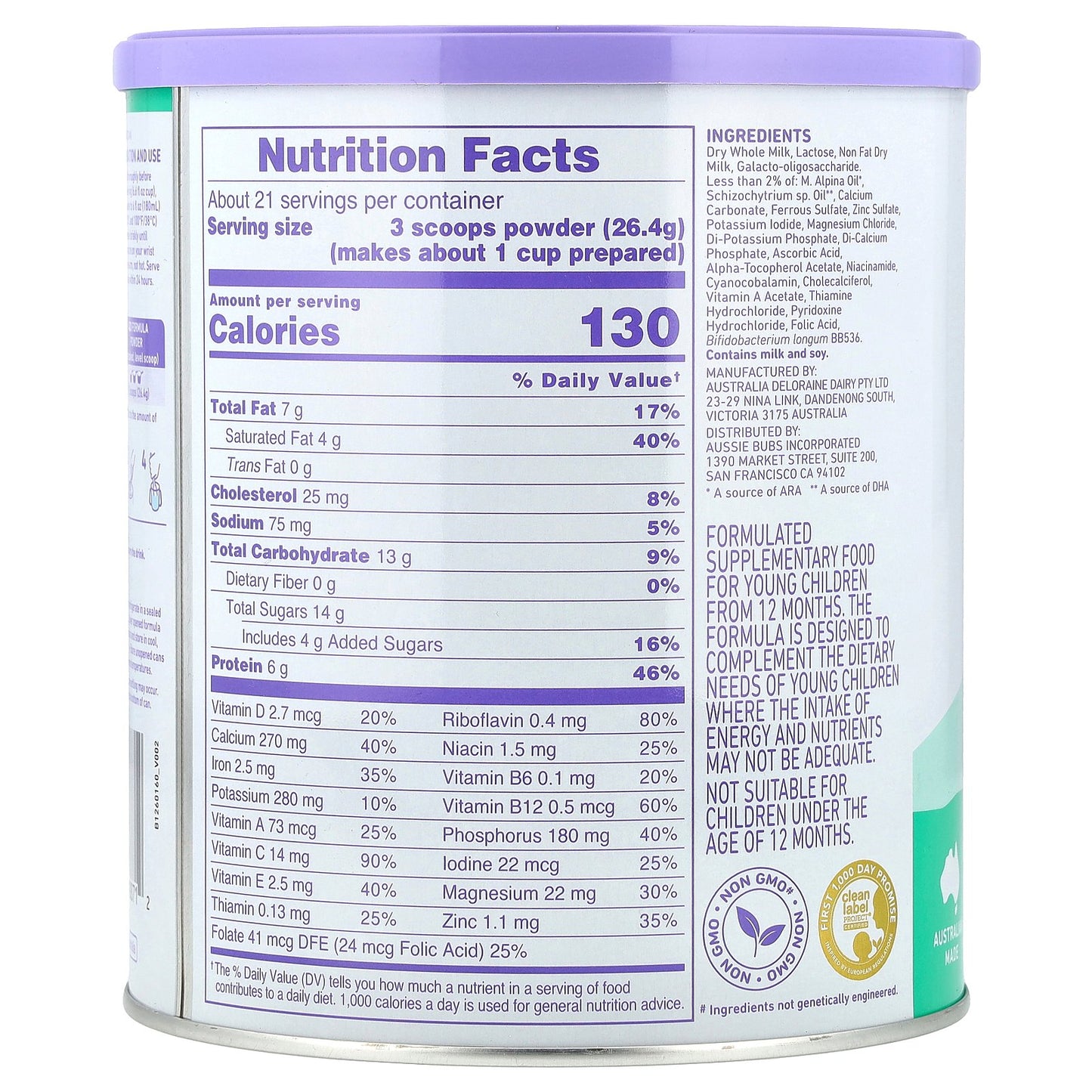 Aussie Bubs, 365 Day Grass Fed, Toddler Nutritional Drink Powder, 12-36 Months , 20 oz (567 g)