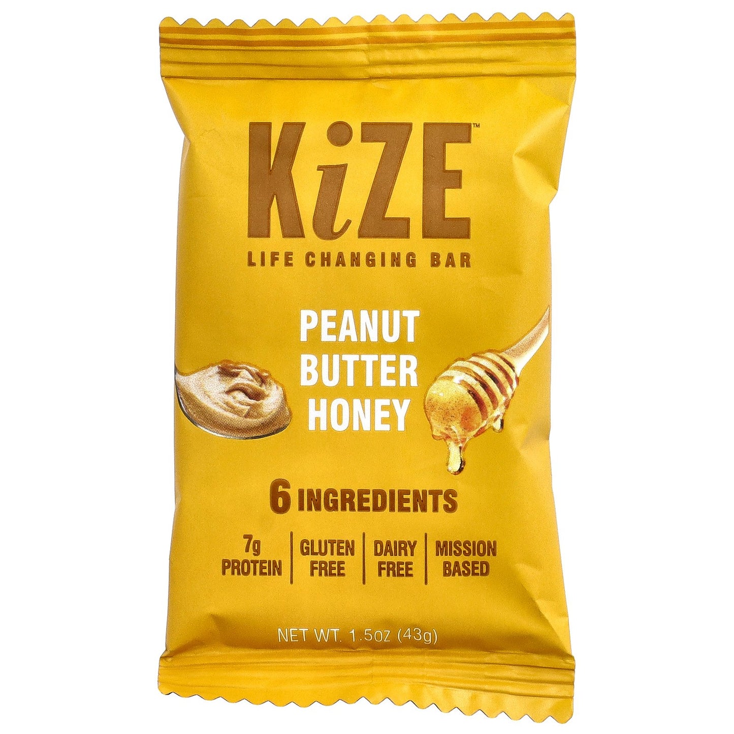 KiZE Life Changing Bar, Peanut Butter Honey, 10 Bars, 1.5 oz (43 g) Each
