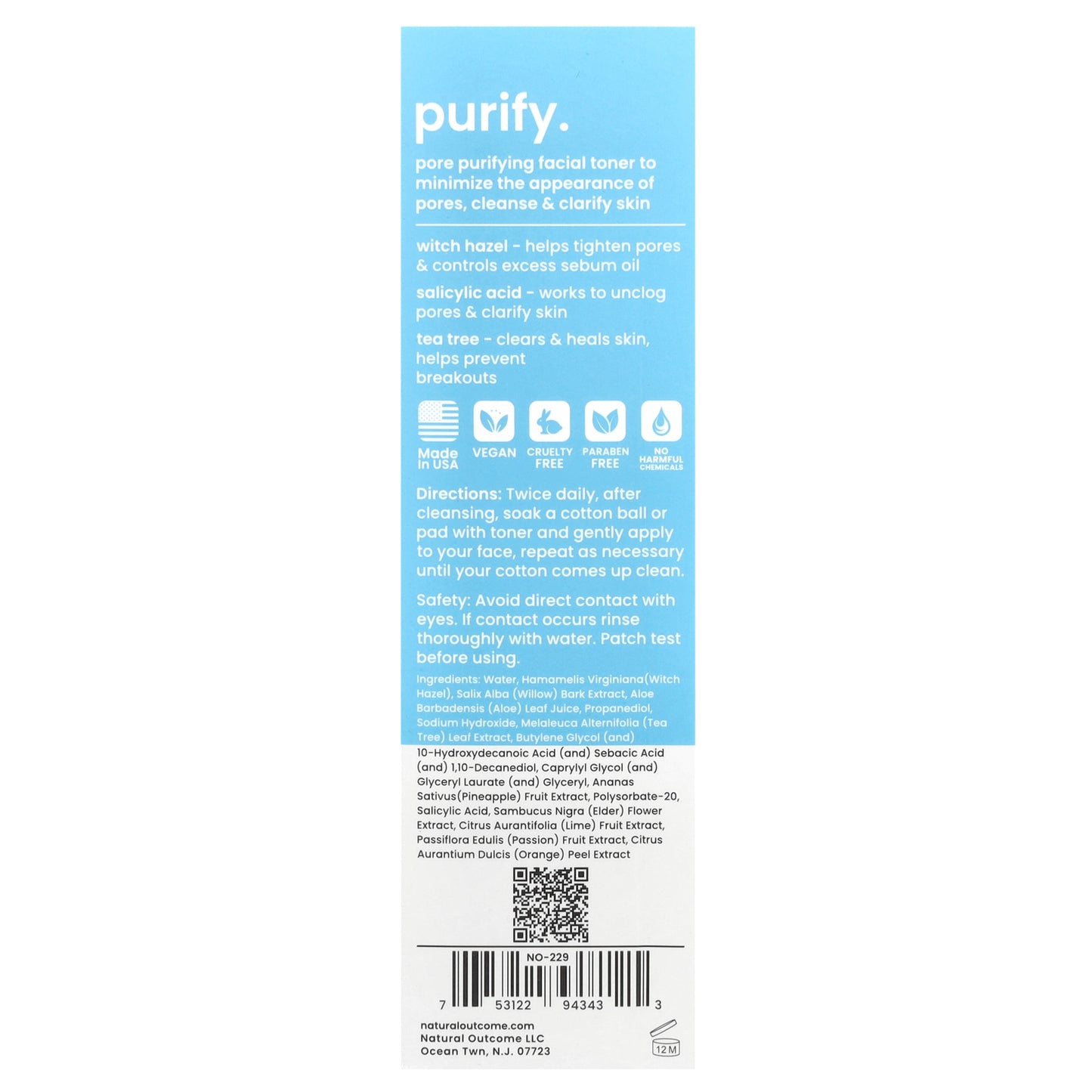 Natural Outcome, Teen Skin, Pore Purifying Toner, 5 oz (150 ml)