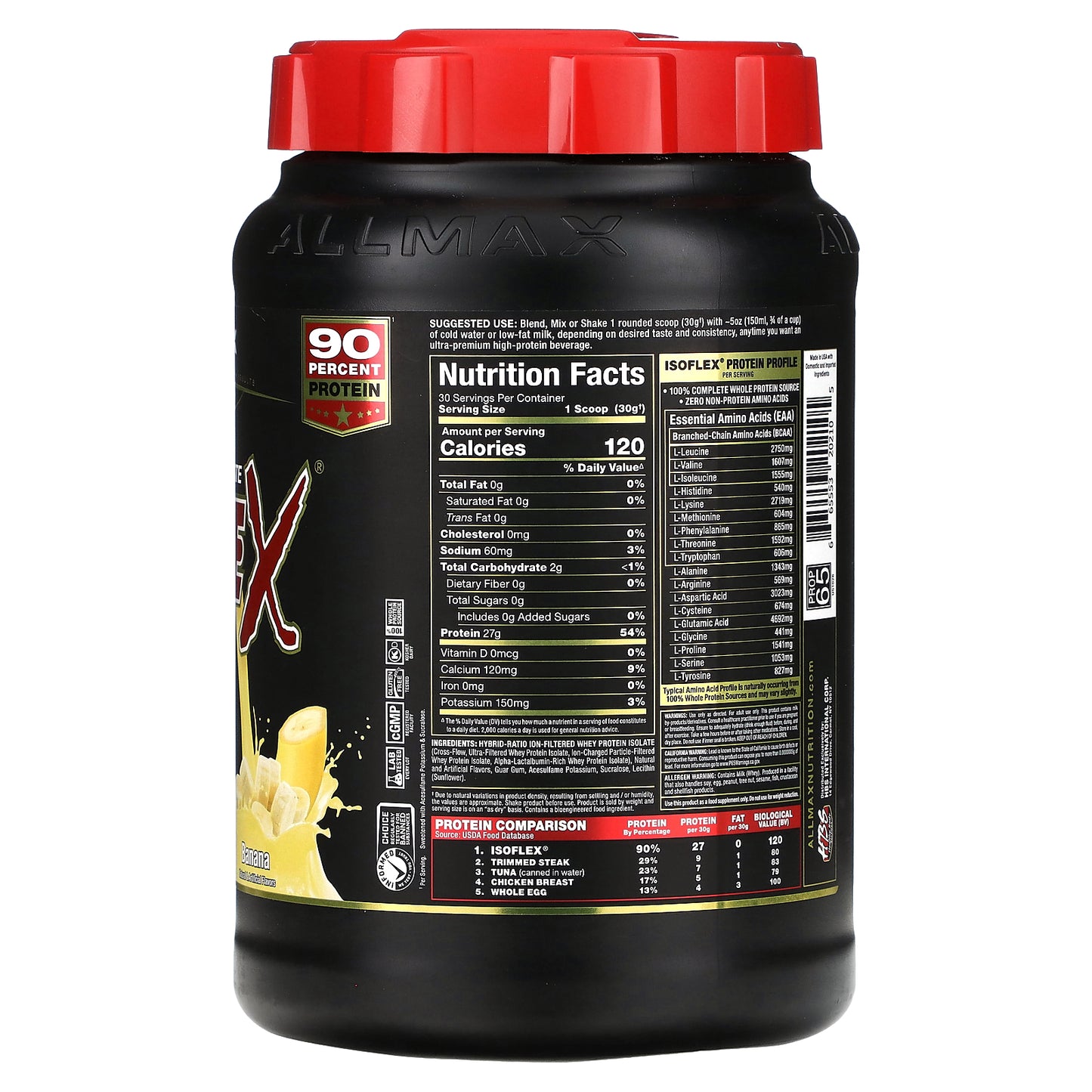 ALLMAX, ISOFLEX®, Pure Whey Protein Isolate, Banana, 2 lbs (907 g)