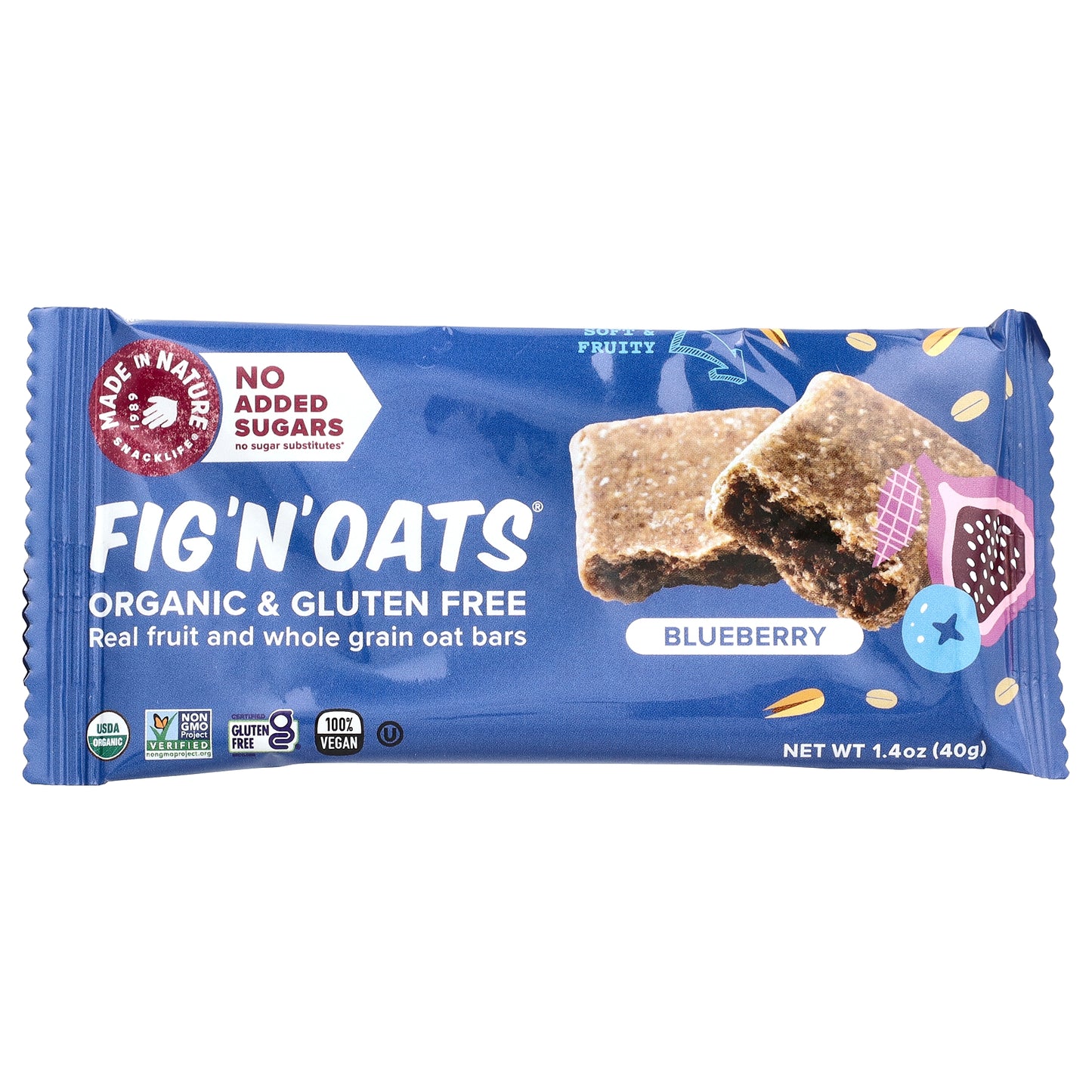 Made in Nature, Fig 'N' Oats®, Blueberry, 5 Individually Wrapped Bars, 1.4 oz (40 g) Each
