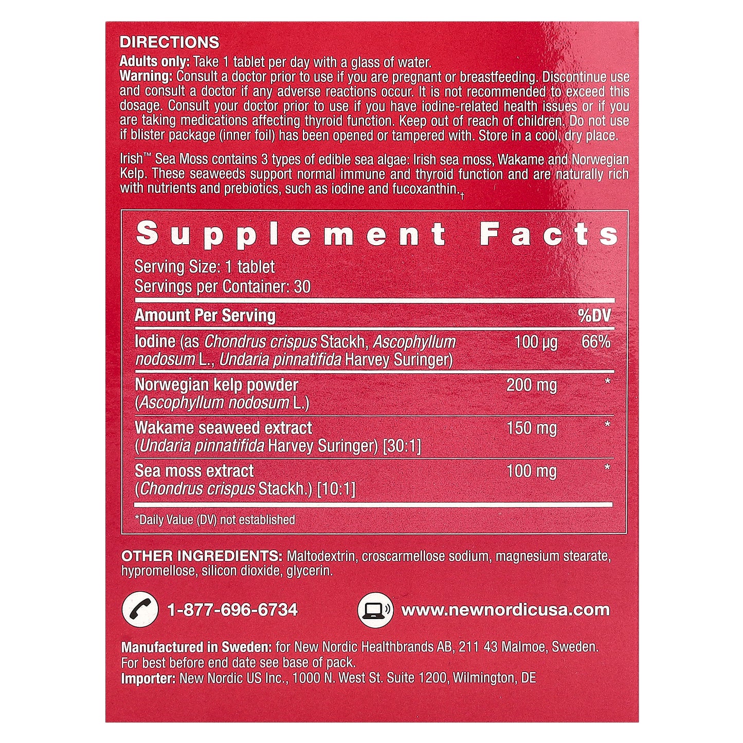 New Nordic, Irish Sea Moss, 30 Tablets