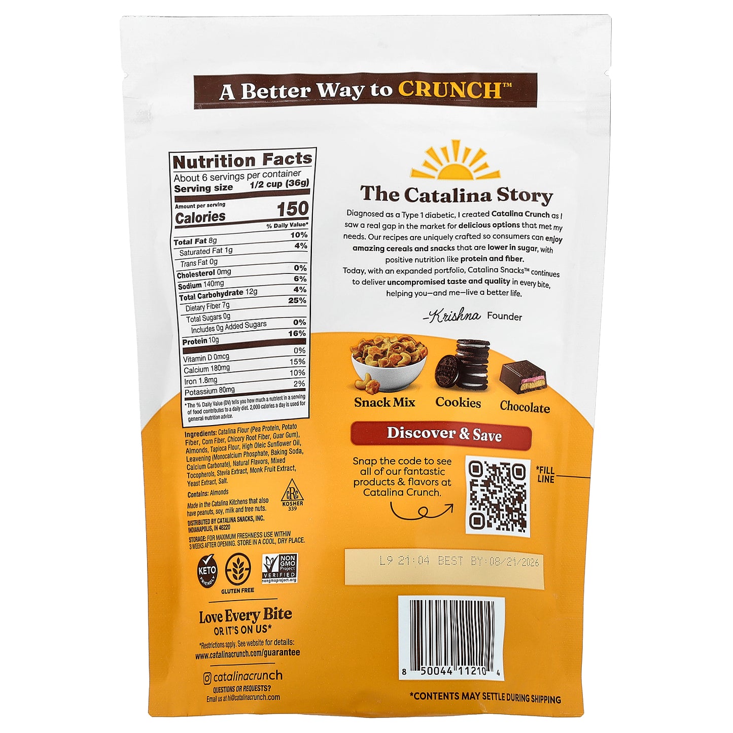 Catalina Crunch, Protein Cereal, Honey Nut with Almonds, 8 oz (227 g)