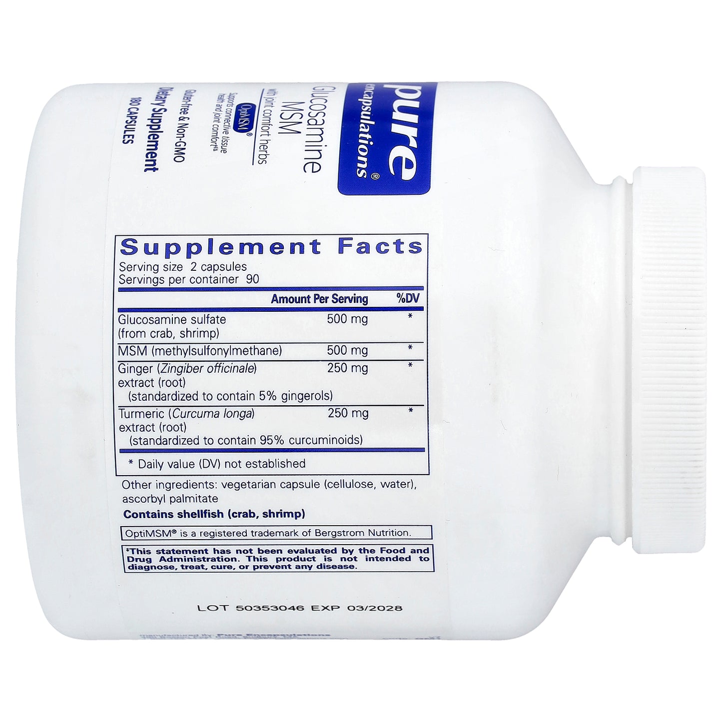 Pure Encapsulations, Glucosamine MSM with Joint Comfort Herbs, 180 Capsules