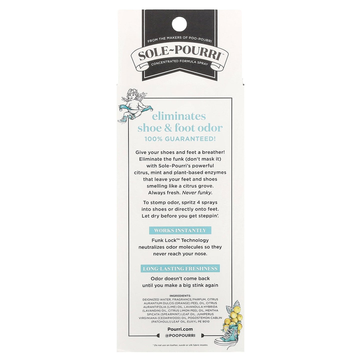 Poo-Pourri, Sole-Pourri™, Shoe + Foot Funk-Fighting Odor Eliminator, Citrus Mint, 3.4 fl oz (100 ml)