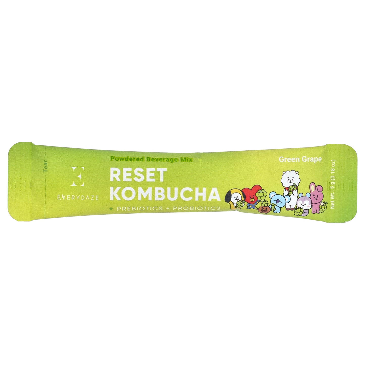 Everydaze, Reset Kombucha, Powdered Beverage Mix, Green Grape, 10 Packets, 0.18 oz (5 g) Each