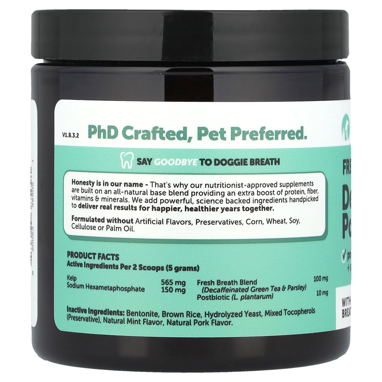 Pet Honesty, Fresh Breath Dental Powder, For Dogs, Mint, 5.29 oz (150 g)