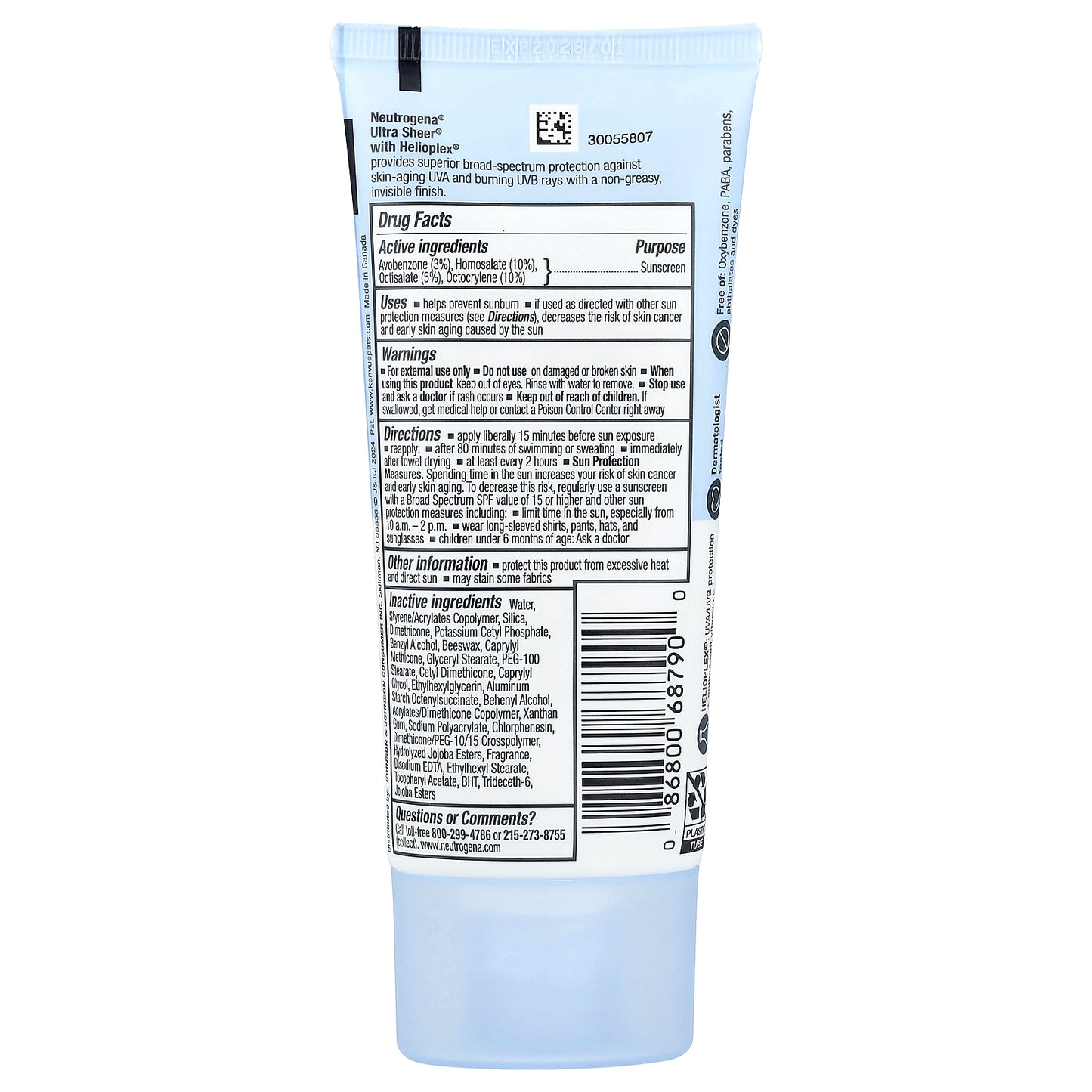 Neutrogena, Ultra Sheer® Dry-Touch Sunscreen, SPF 55, 3 fl oz (88 ml)