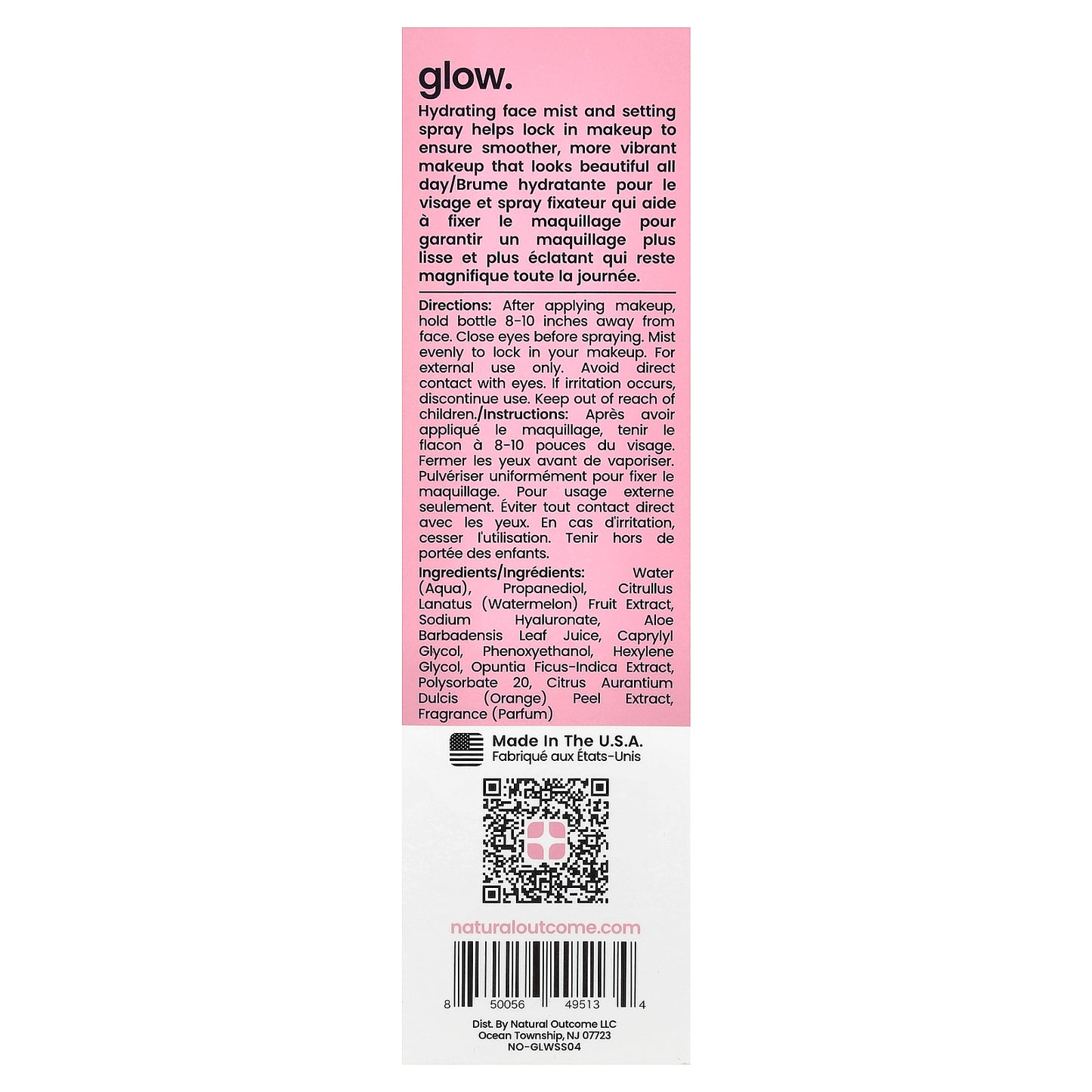 Natural Outcome, Glow, All-Nighter Setting Spray, 4 oz (120 ml)