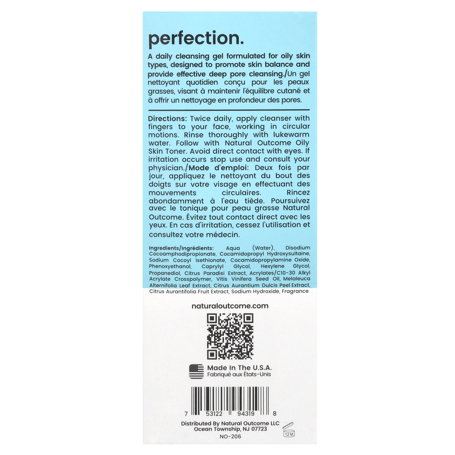 Natural Outcome, Oily Skin, Pore Perfection Cleanser, 8 oz (235 ml)