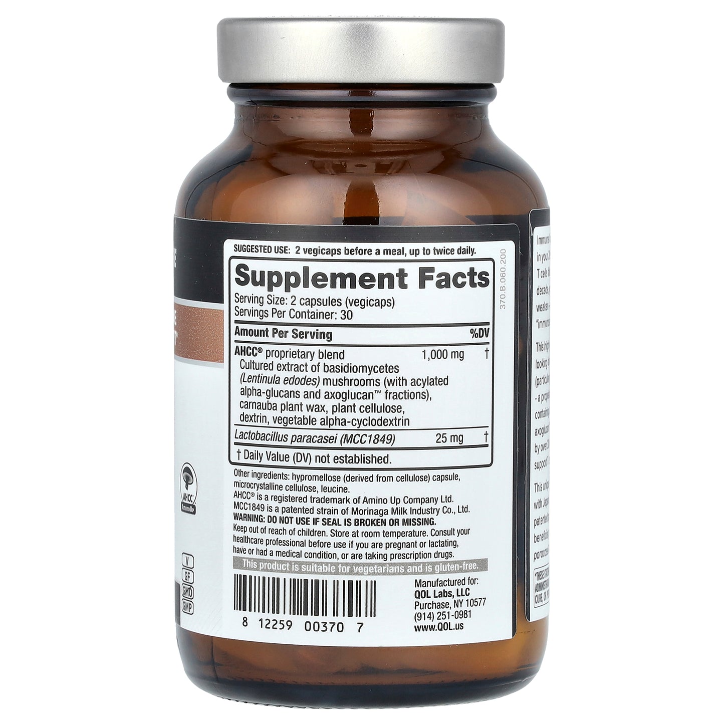 Quality of Life, Kinoko 50+ AHCC with Sterilized Probiotics, 60 Vegicaps