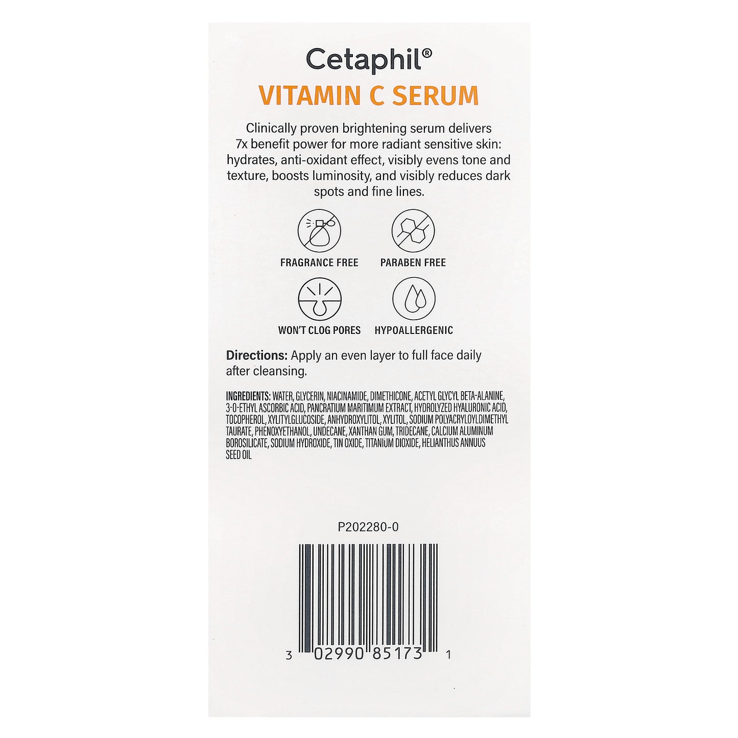 Cetaphil, Vitamin C Serum, Fragrance Free, 1 fl oz (30 ml)