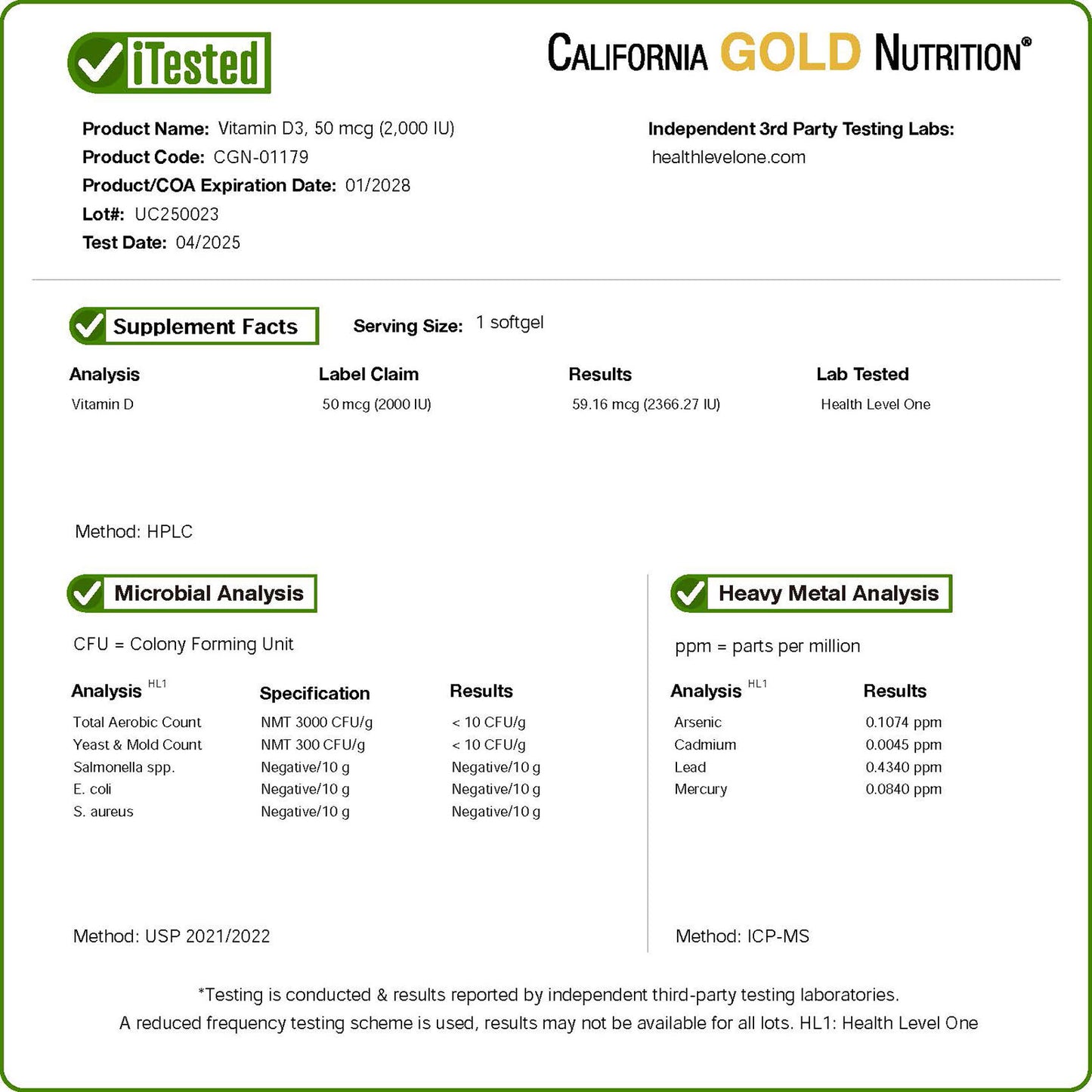 California Gold Nutrition, Vitamin D3, 50 mcg (2,000 IU), 90 Fish Gelatin Softgels