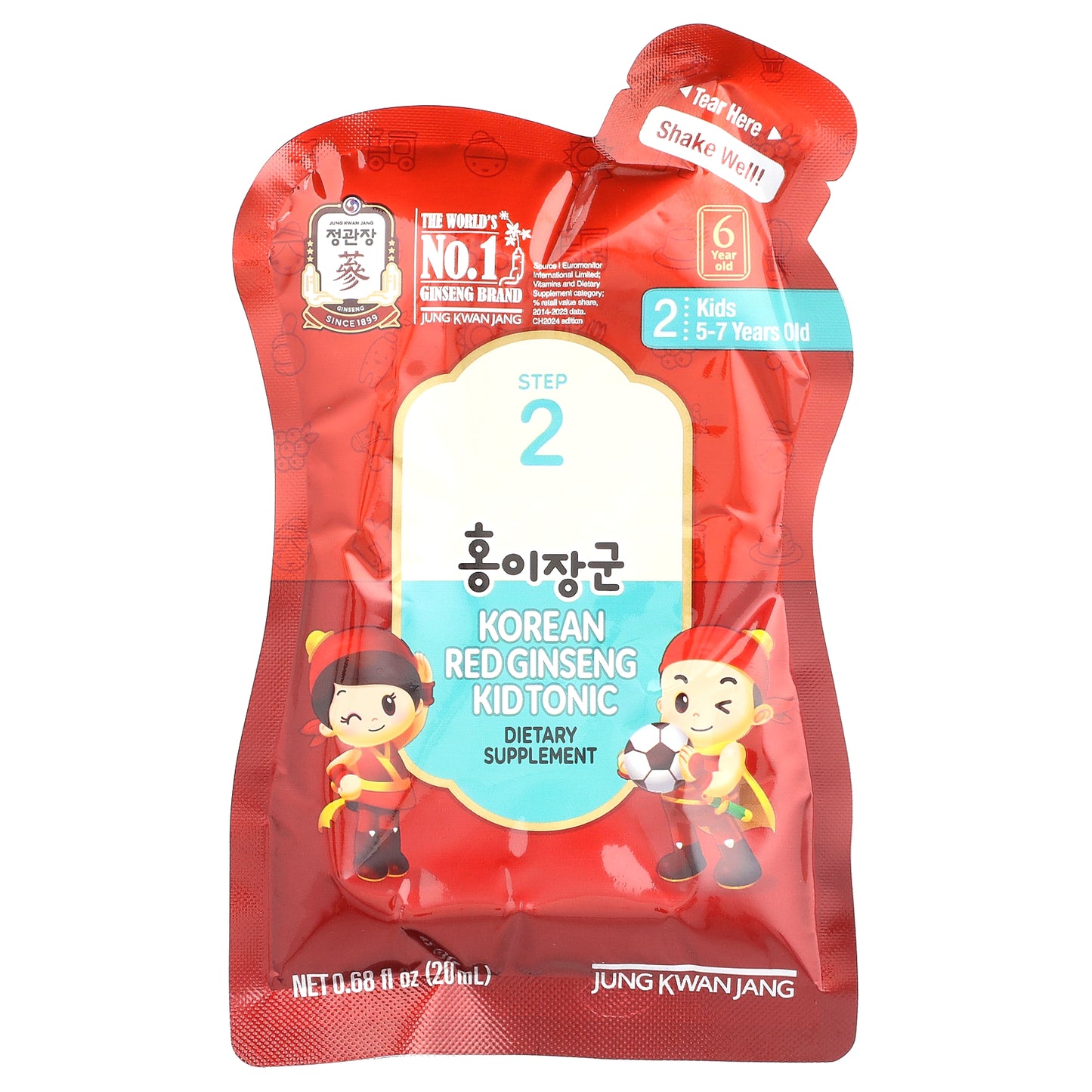 JungKwanJang, Korean Red Ginseng Kid Tonic, Step 2, 5-7 Years Old, 10 Pouches, 0.68 fl oz (20 ml) Each