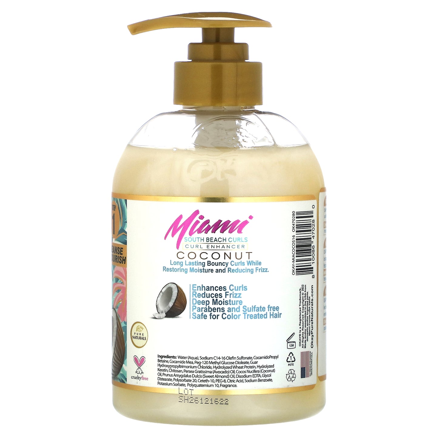 Okay Pure Naturals, Miami South Beach Curls, Curl Enhancer Shampoo, Coconut, 16 oz (473 ml)