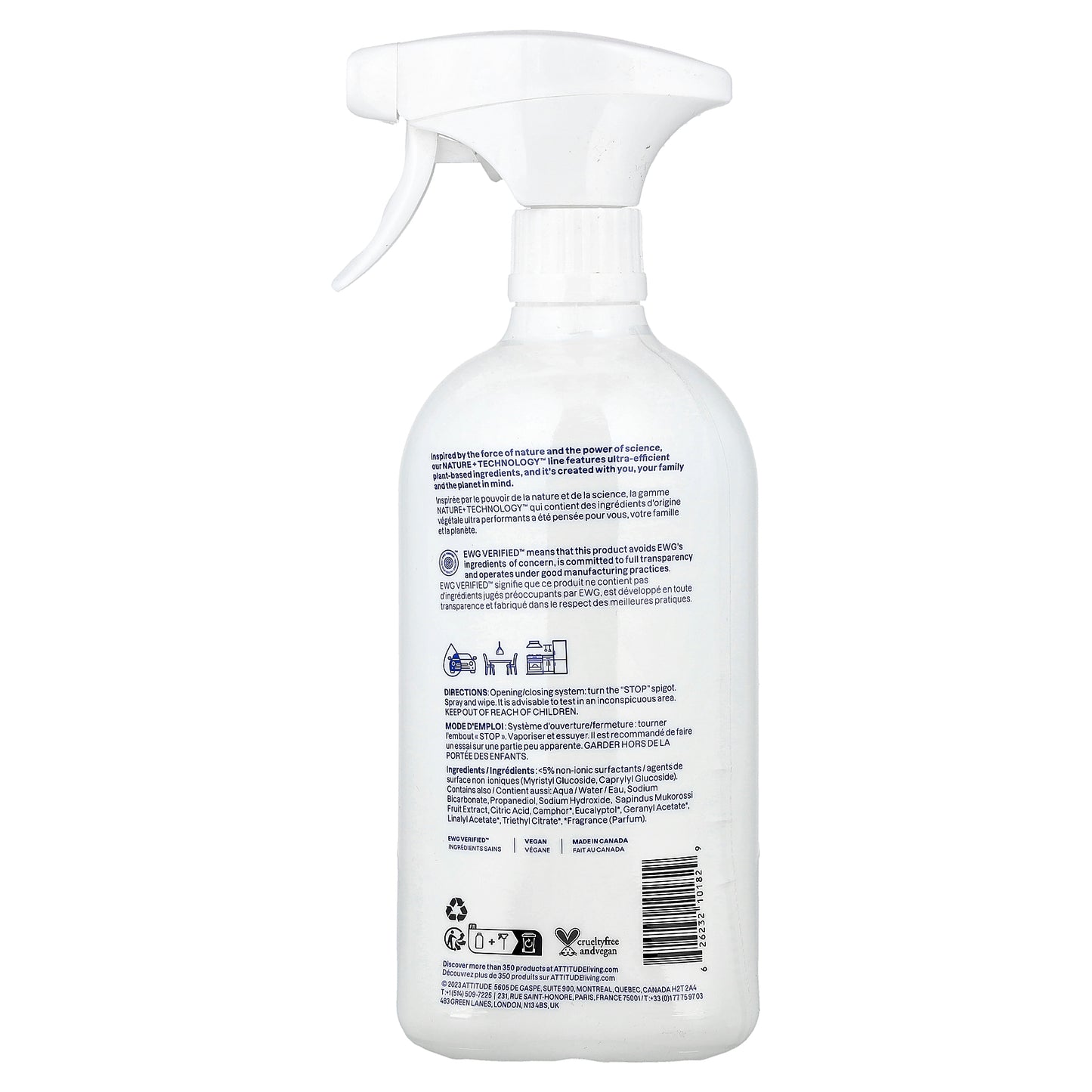 ATTITUDE, Nature + Technology™, All-Purpose Cleaner, Lavender, 27.1 fl oz (800 ml)