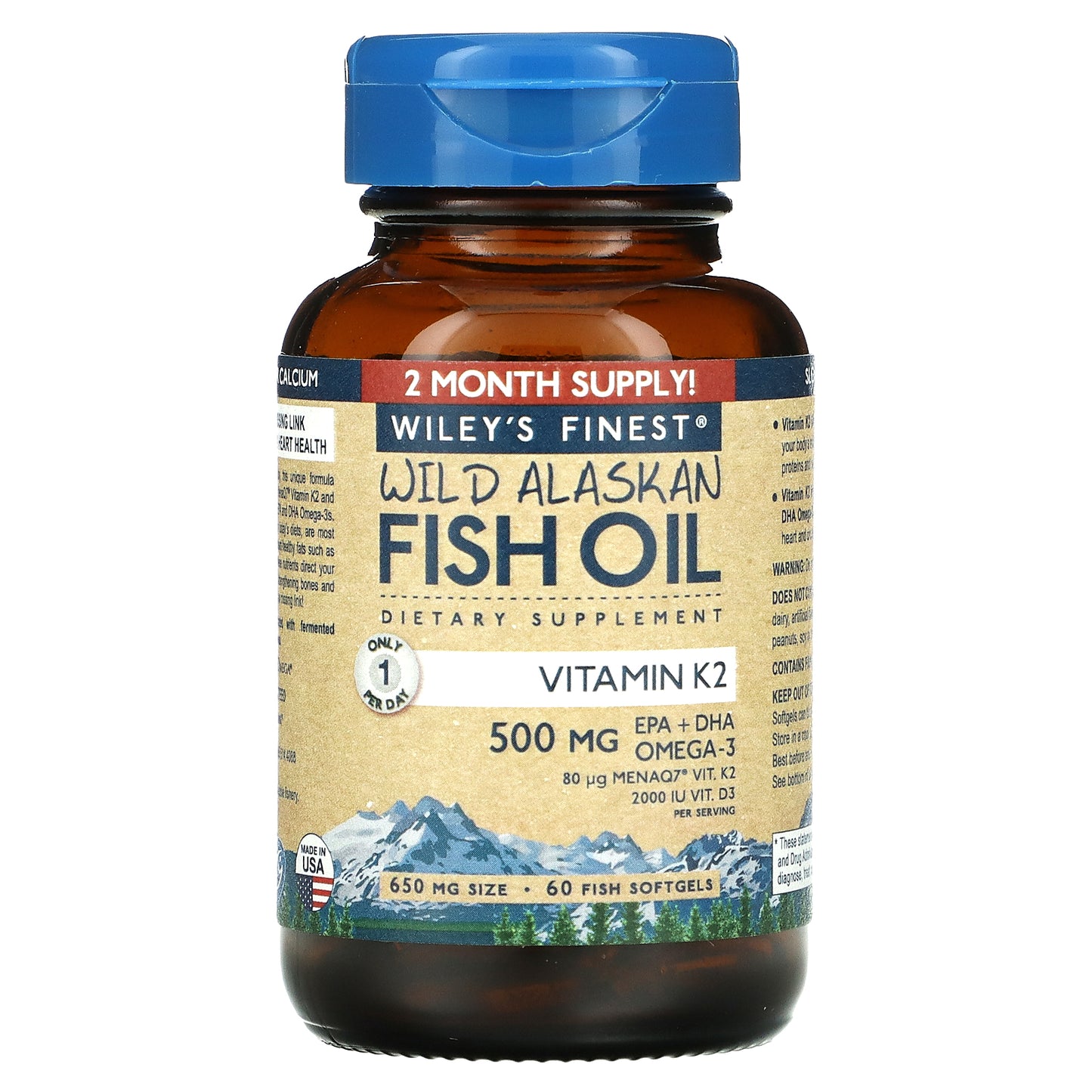 Wiley's Finest, Omega-3 With K2 & D3, 60 Softgels