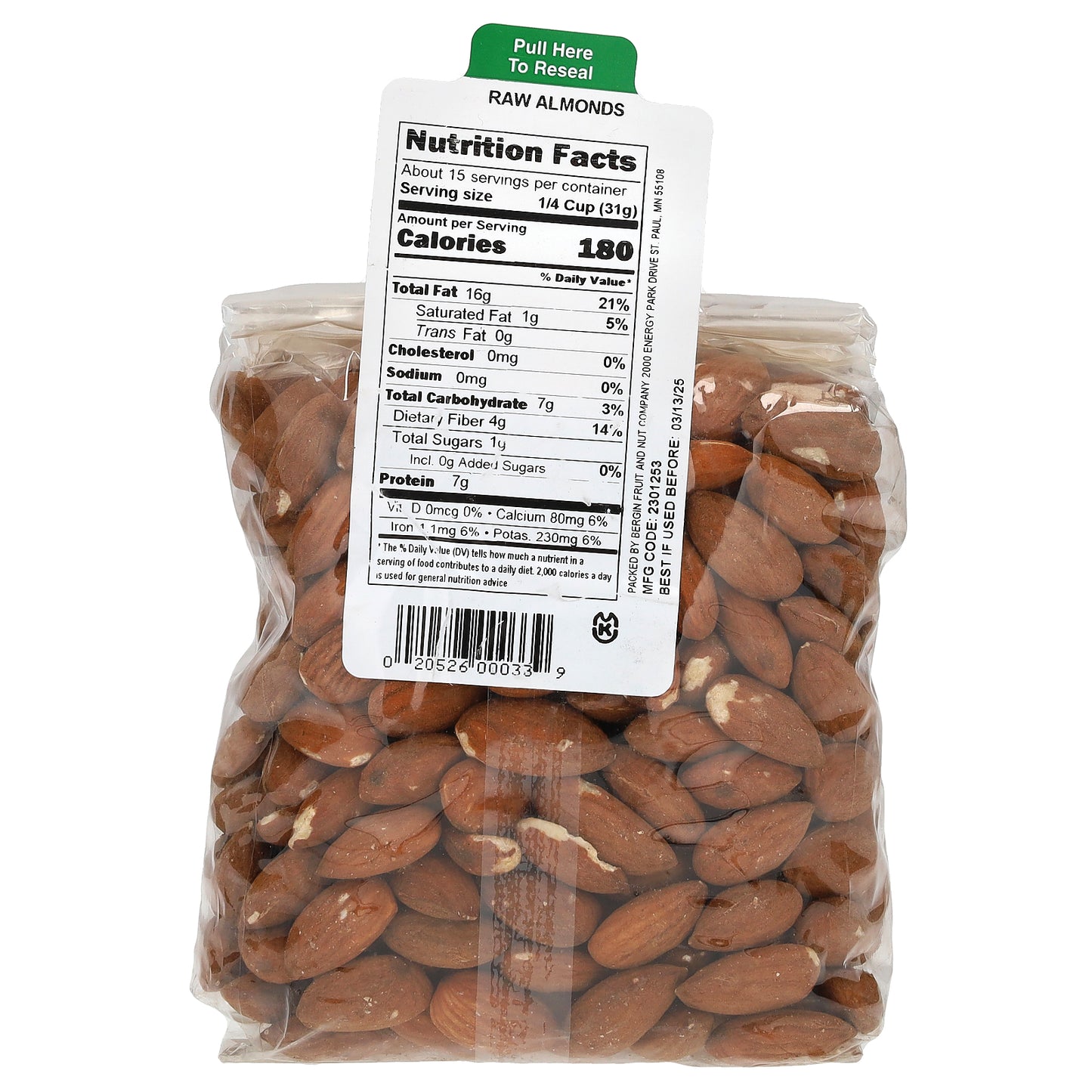 Bergin Fruit and Nut Company, Raw Almonds, 16 oz (454 g)
