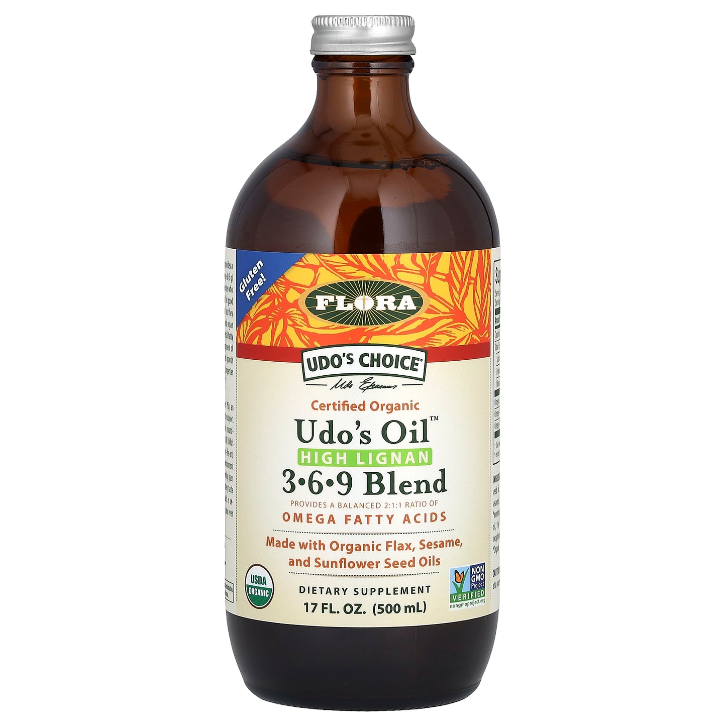 Flora, Udo's Choice, Certified Organic Udo's Oil, High Lignan 3-6-9 Blend, 17 fl oz (500 ml)