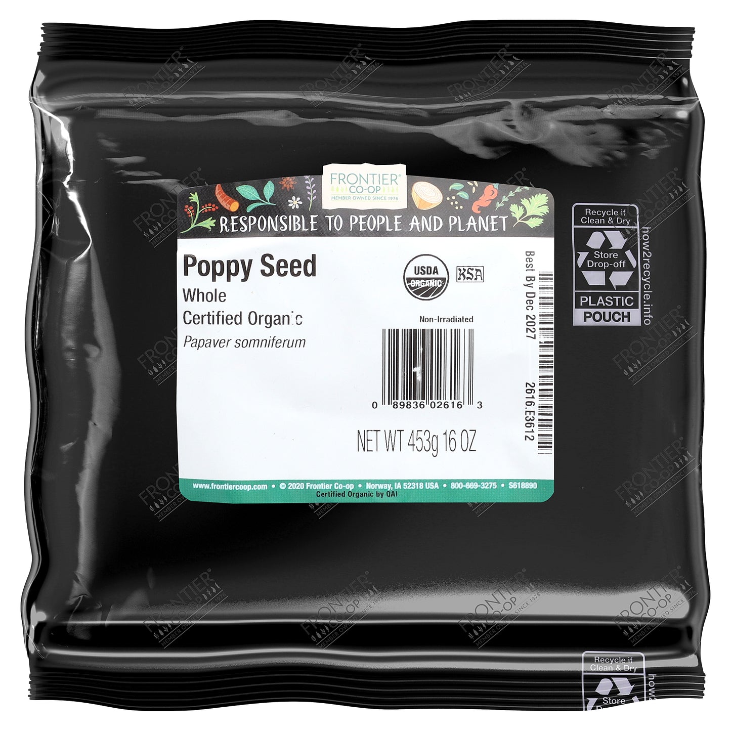 Frontier Co-op, Organic Poppy Seed, Whole, 16 oz (453 g)