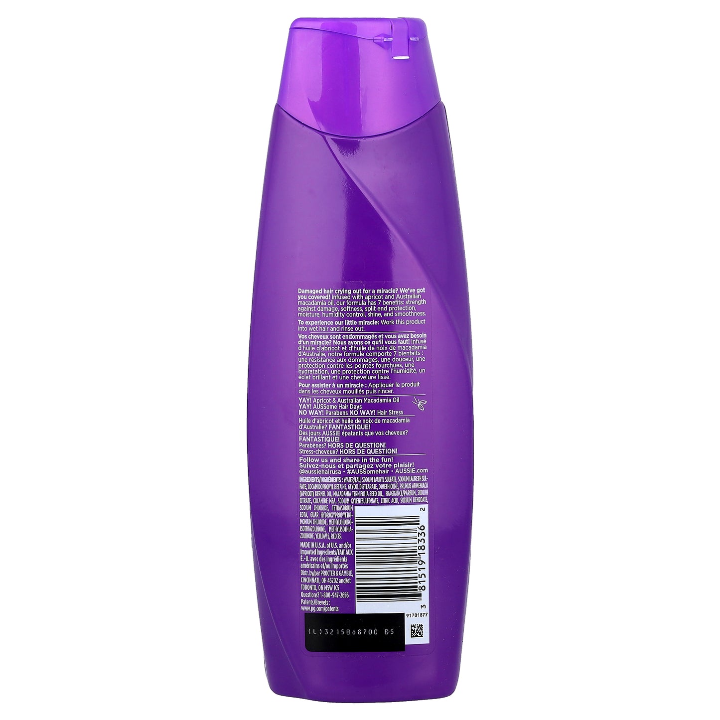 Aussie, Total Miracle, 7-n-1 Shampoo, Apricot & Australian Macadamia Oil, 12.1 fl oz (360 ml)