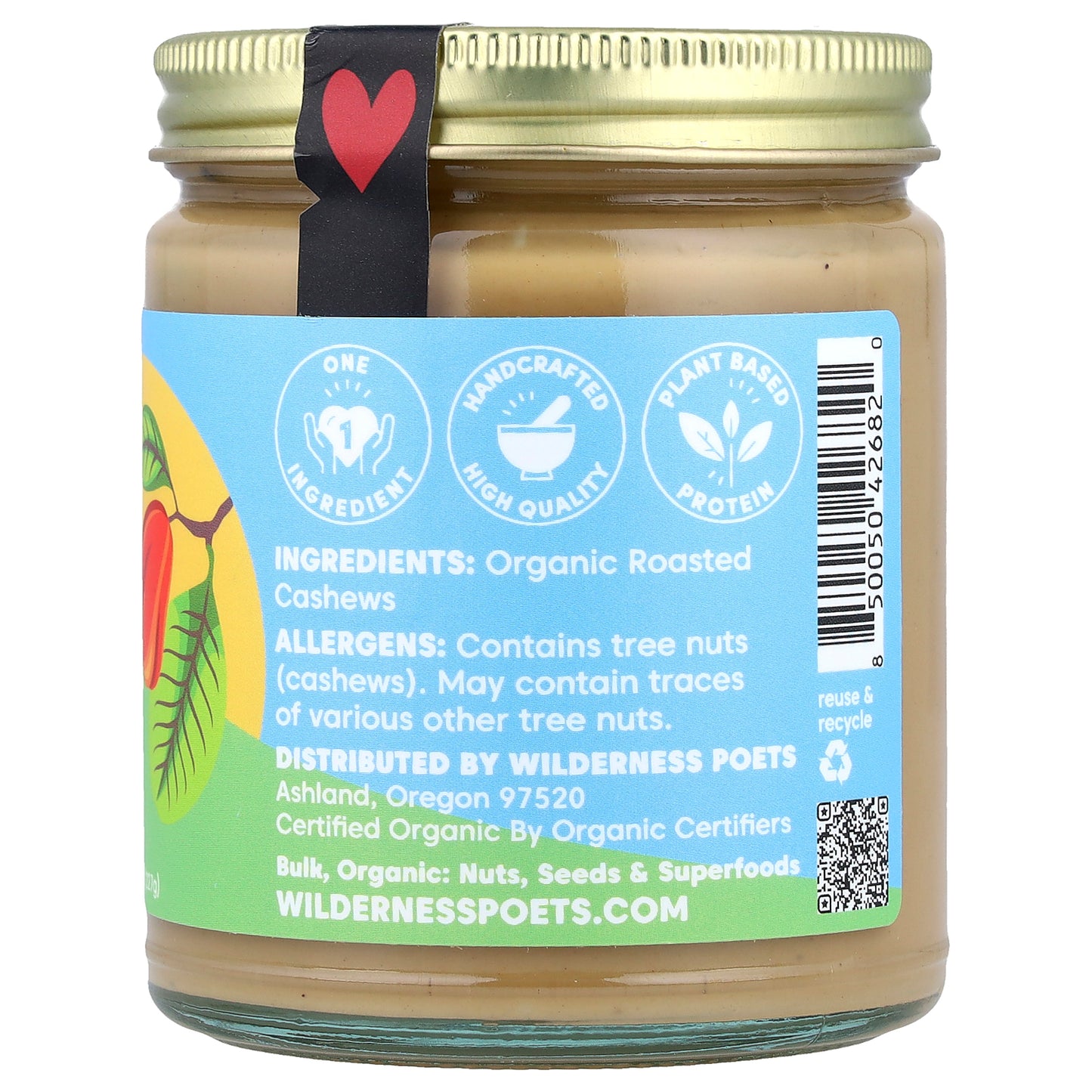 Wilderness Poets, Organic Roasted Cashew Butter, 8 oz (227 g)