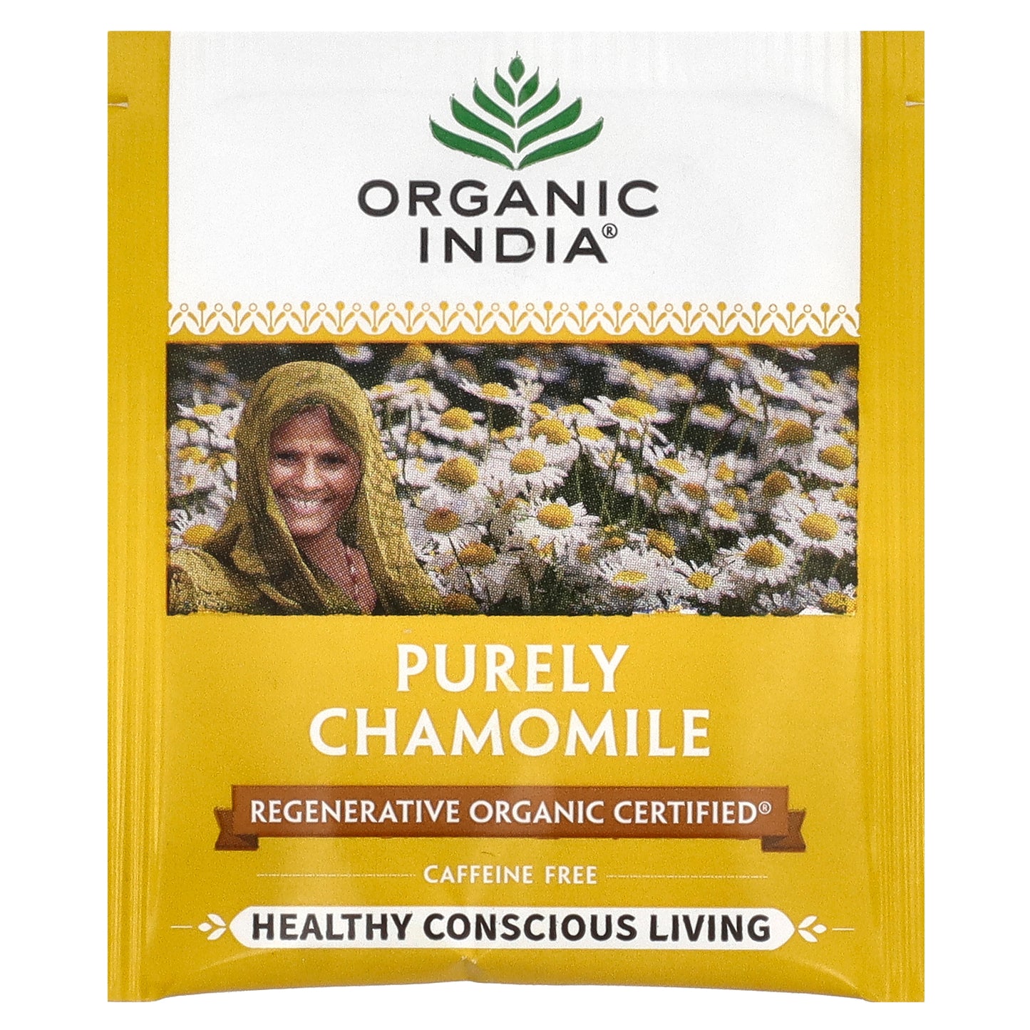 Organic India, Purely Chamomile Tea, Caffeine Free, 18 Infusion Bags, 1.02 oz (28.8 g)