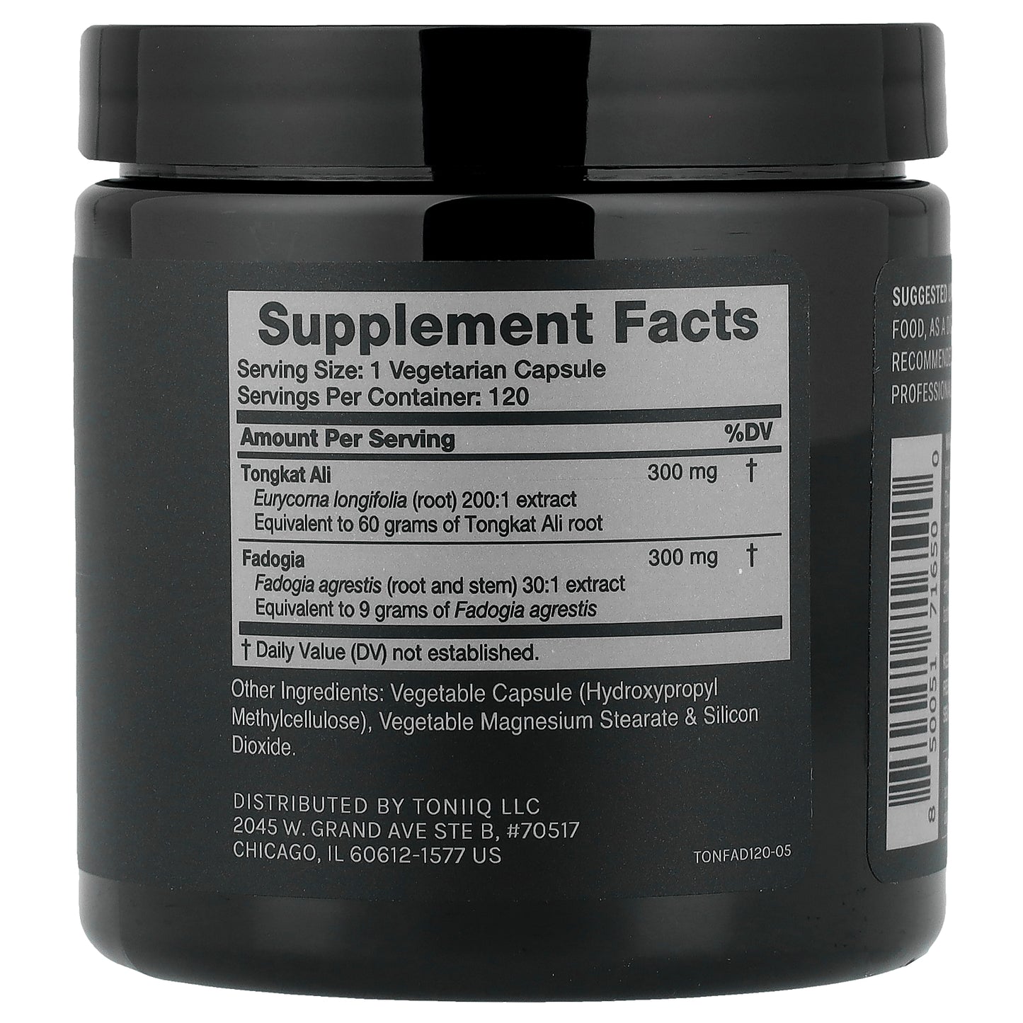 Toniiq, Tongkat Ali + Fadogia, 120 Capsules