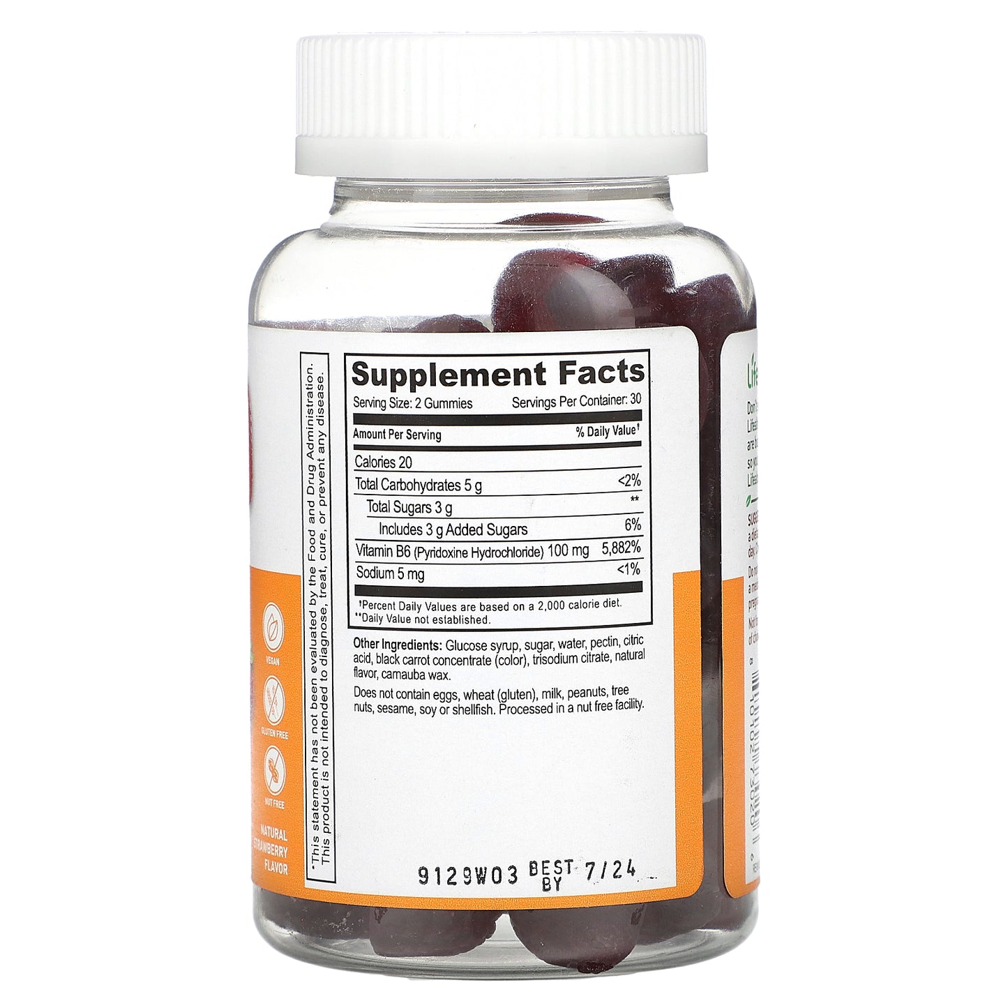 Lifeable, High Potency Vitamin B6 Gummies, Natural Strawberry, 60 Gummies (50 mg per Gummy)