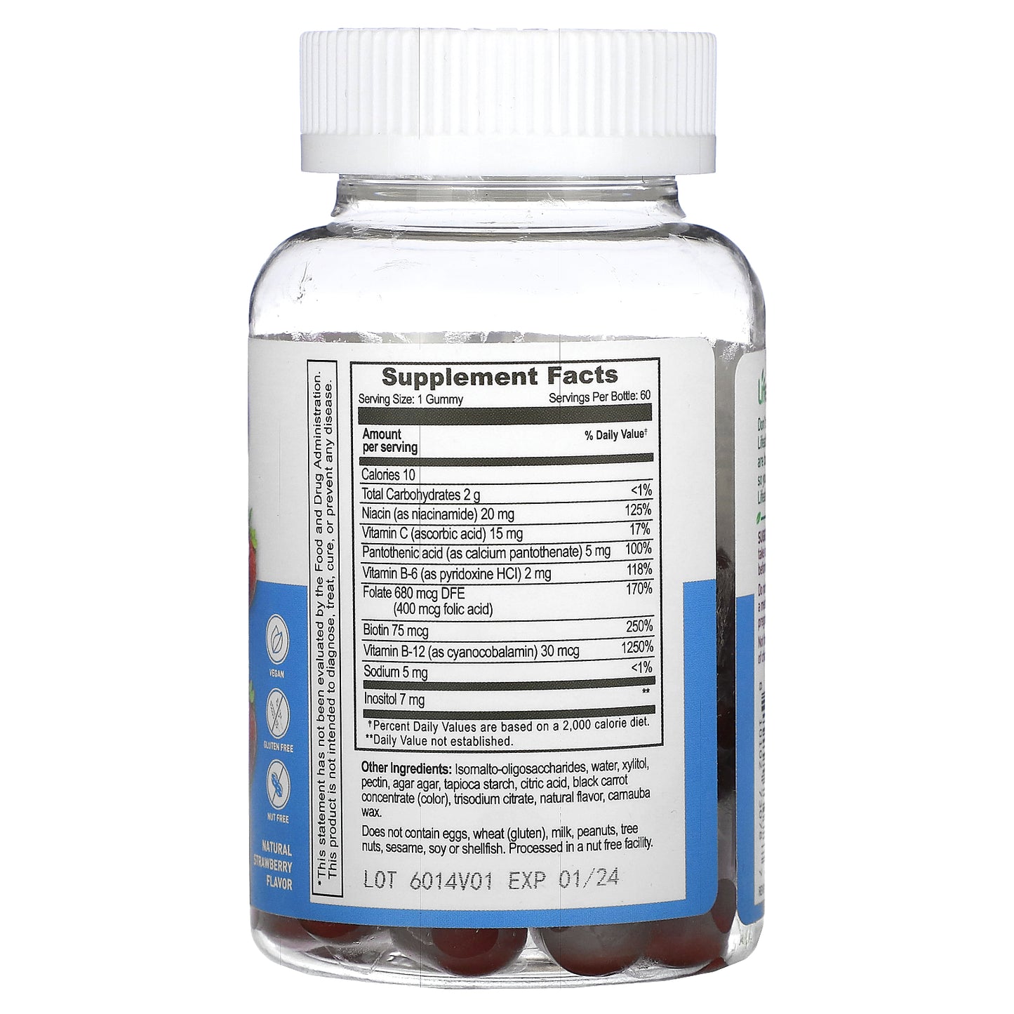 Lifeable, B Complex + Vitamin C Gummies, Sugar Free, Natural Strawberry, 60 Gummies