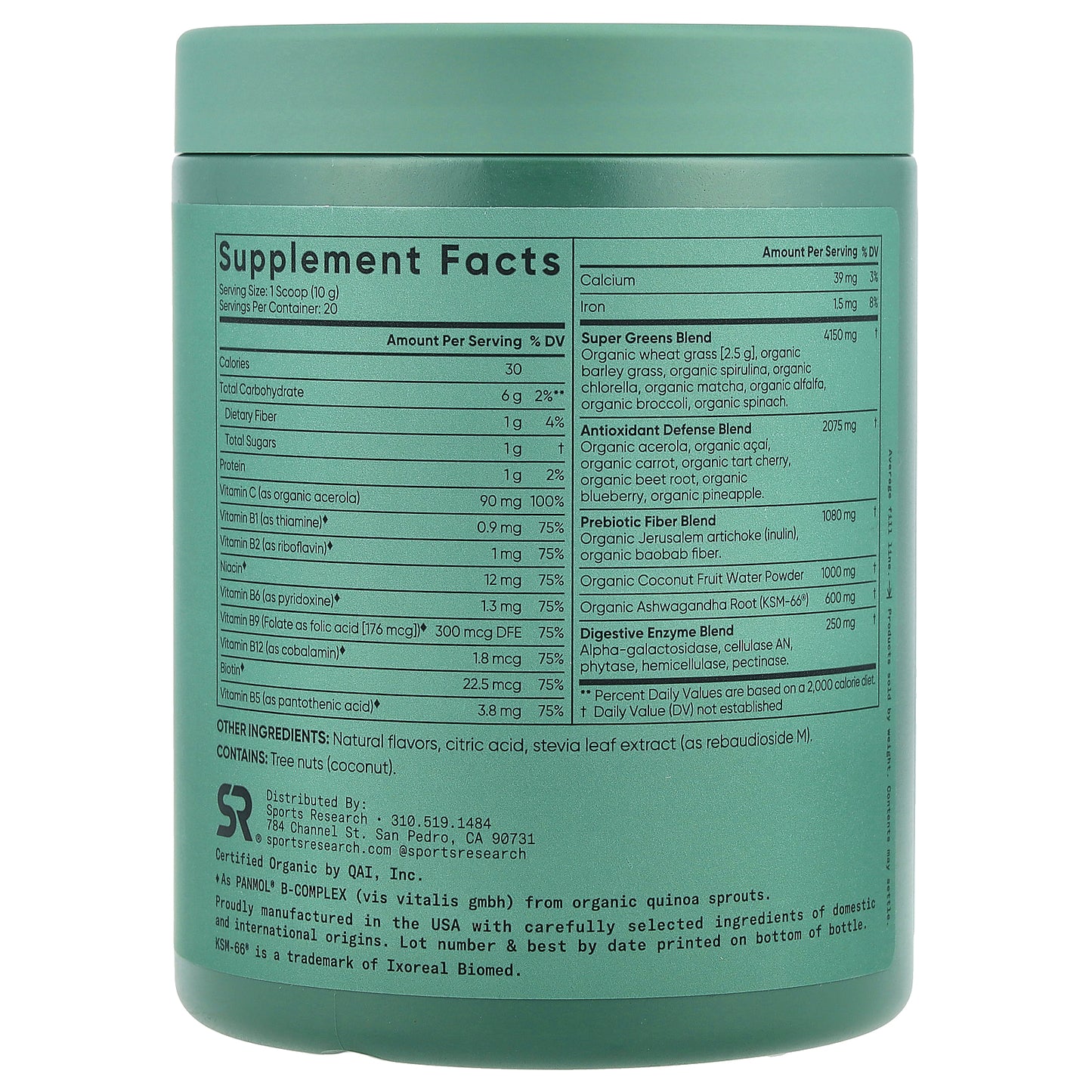 Sports Research, Organic Greens, Original, 7.05 oz (200 g)