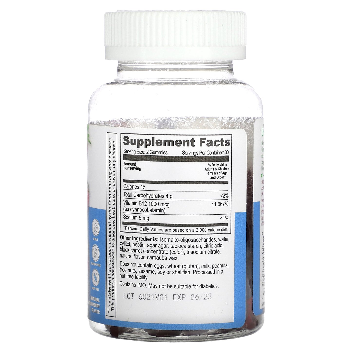 Lifeable, Kids Vitamin B12 Gummies, Sugar Free, Natural Strawberry, 60 Gummies (500 mcg per Gummy)