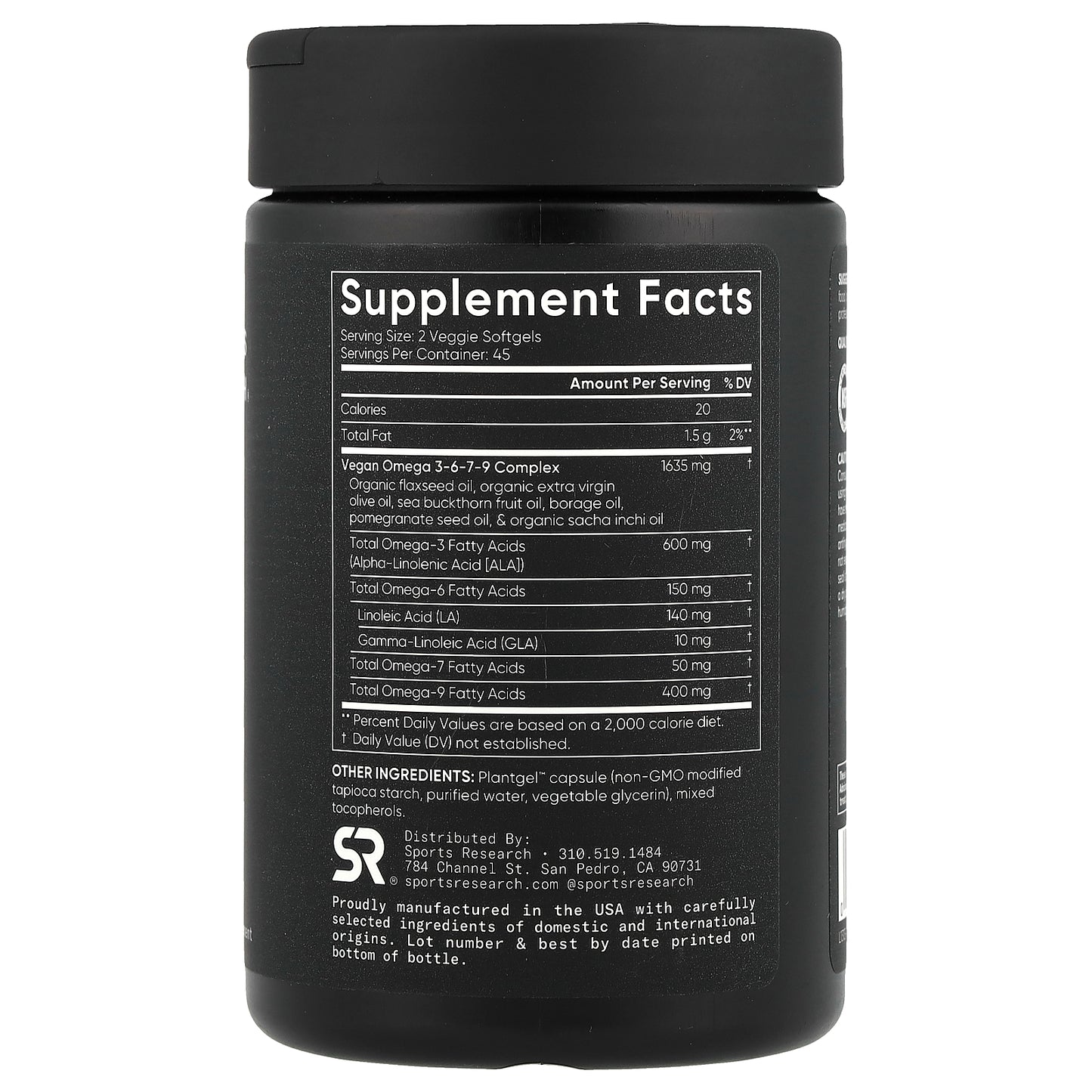 Sports Research, Omega 3-6-7-9, Plant Based , 90 Veggie Softgels