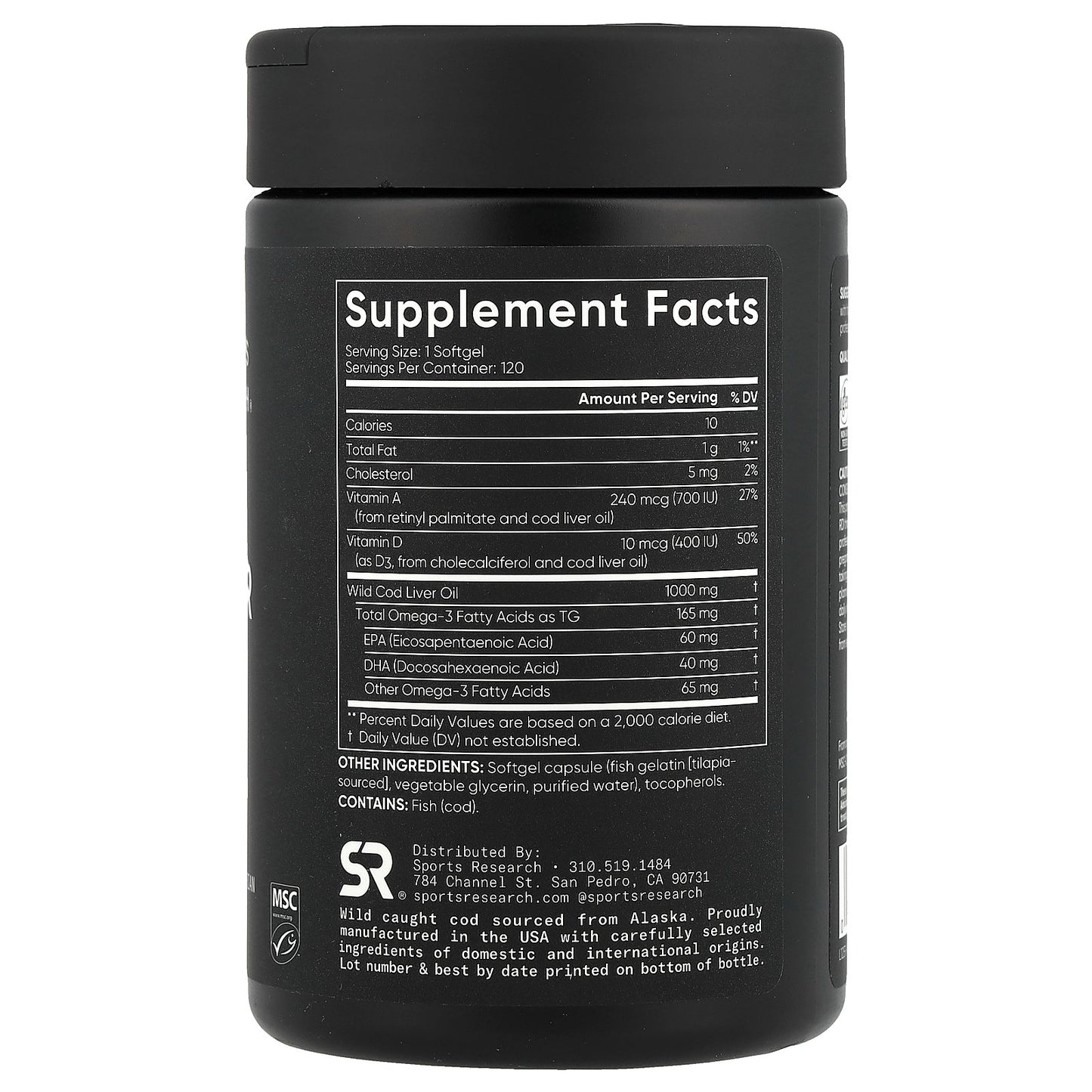 Sports Research, Alaskan Cod Liver Oil, 120 Softgels