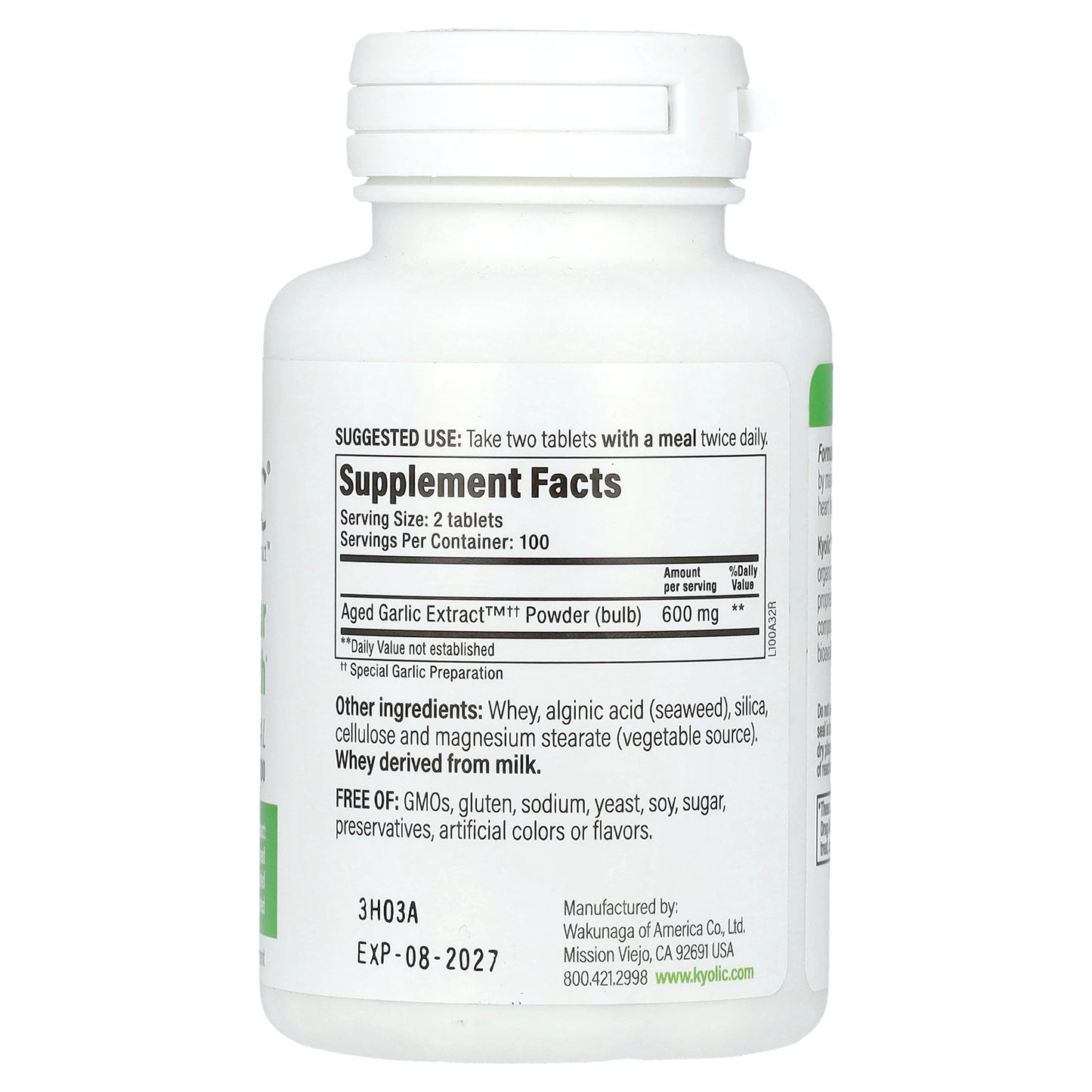 Kyolic, Aged Garlic Extract, Cardiovascular, Original Formula 100, 200 Tablets (300 mg per Tablet)