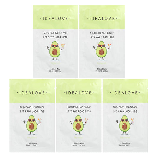 Idealove, Superfood Skin Savior, Let's Avo Good Time, 5 Beauty Sheet Masks, 0.68 fl oz (20 ml) Each