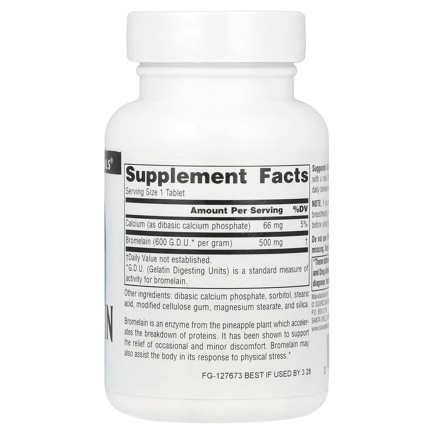 Source Naturals, Bromelain 600 GDU/g, 60 Tablets