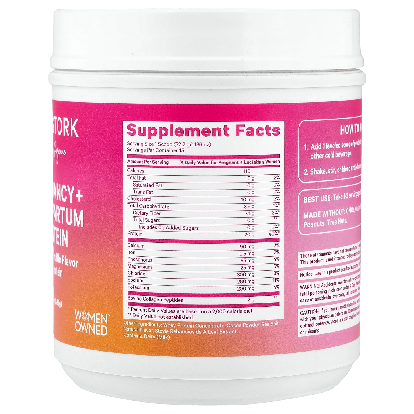 Pink Stork, Pregnancy + Postpartum Protein, Chocolate Truffle, 17.04 oz (483 g)