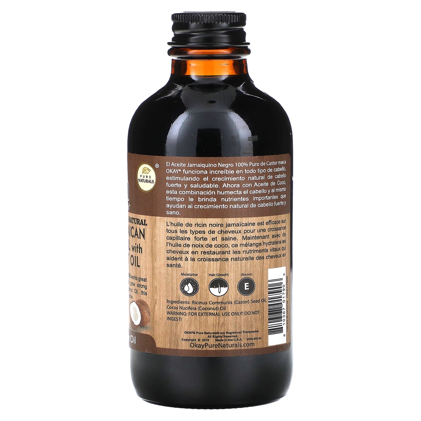 Okay Pure Naturals, Natural Hair Oil, Extra Dark, 4 fl oz (118 ml)