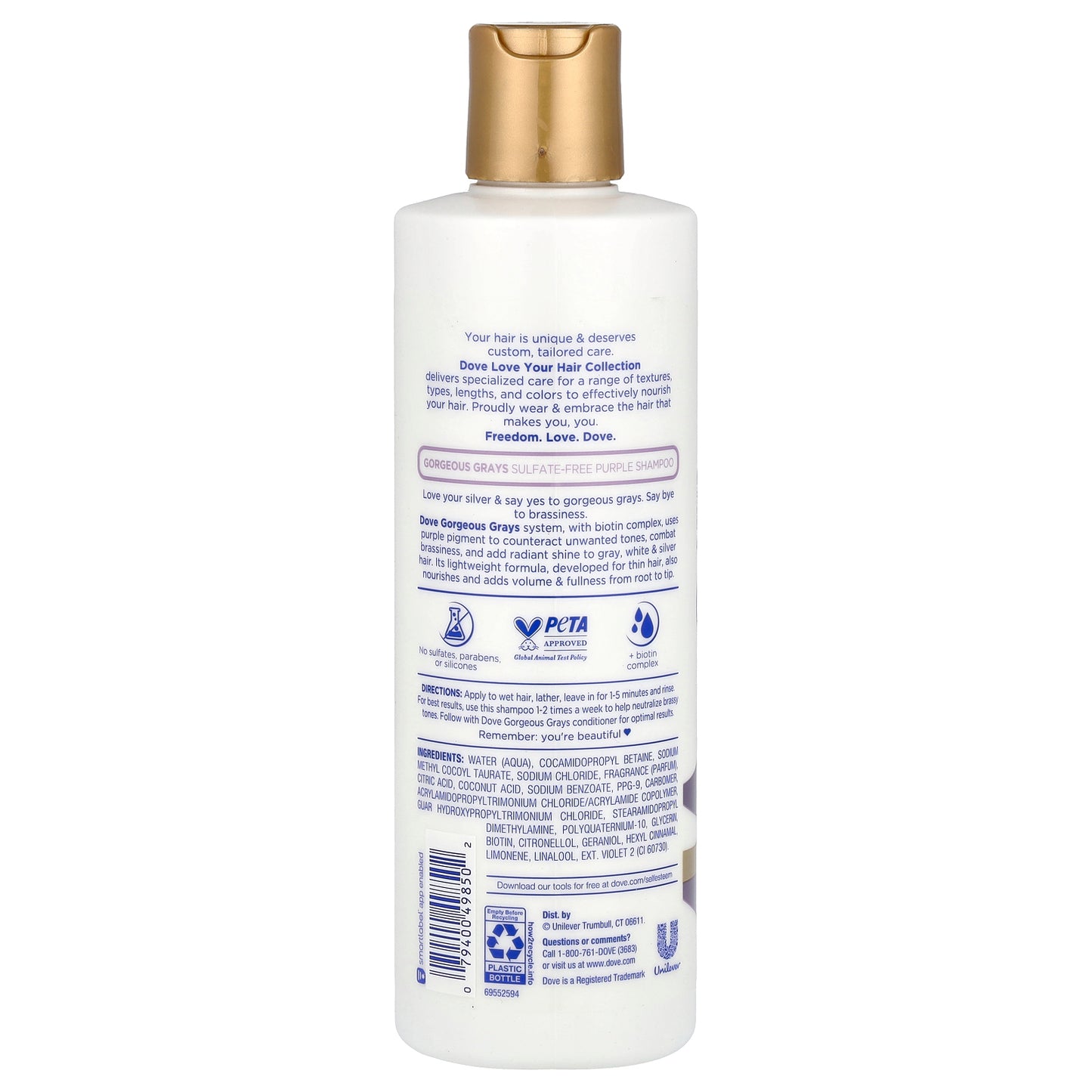 Dove, Sulfate-Free Purple Shampoo, Gorgeous Grays , 13.5 fl oz (400 ml)