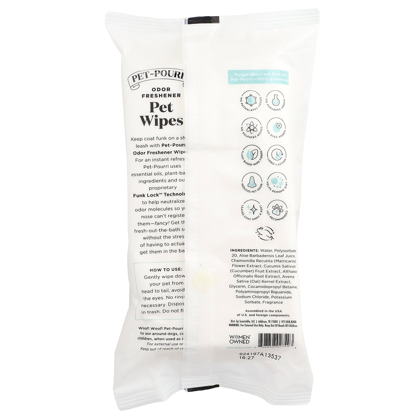 Poo-Pourri, Pet-Pourri™, Pet Coat Freshener Wipes, Pawsitively Fresh, 50 Count