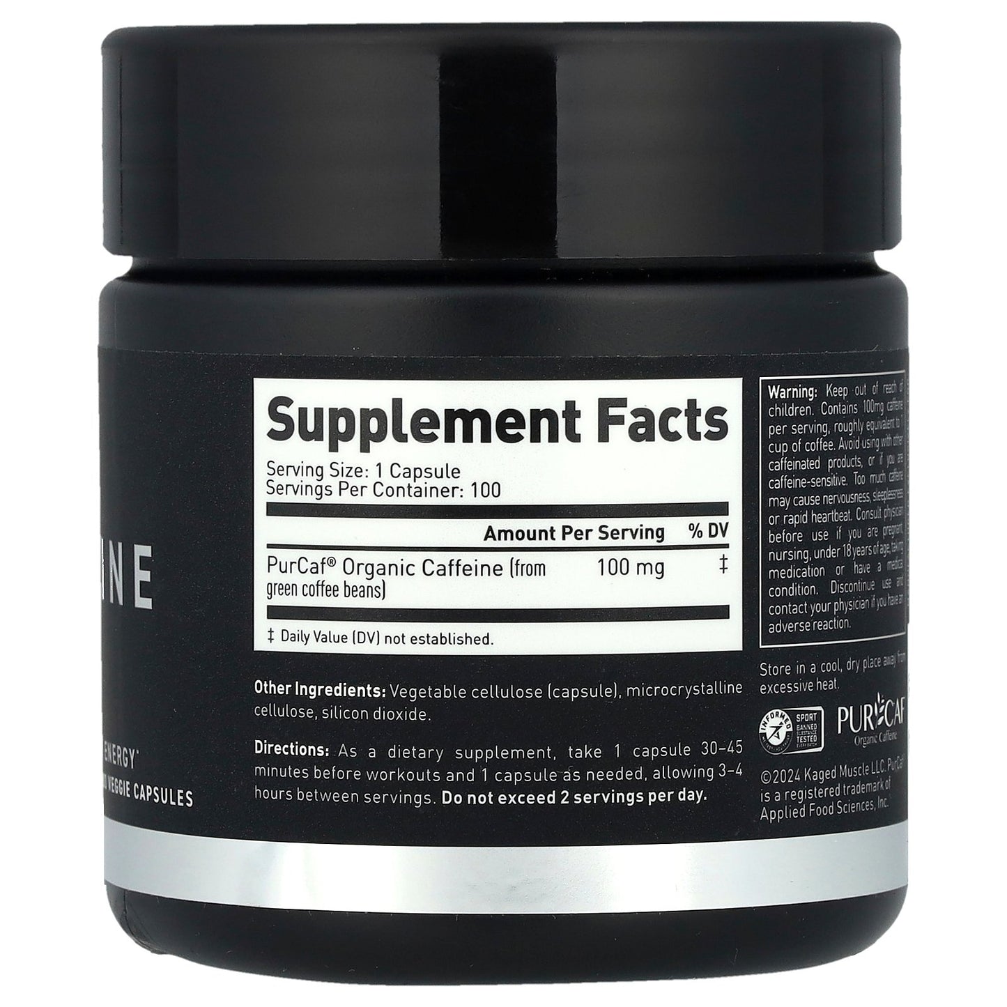 Kaged, Caffeine, 100 mg, 100 Veggie Capsules