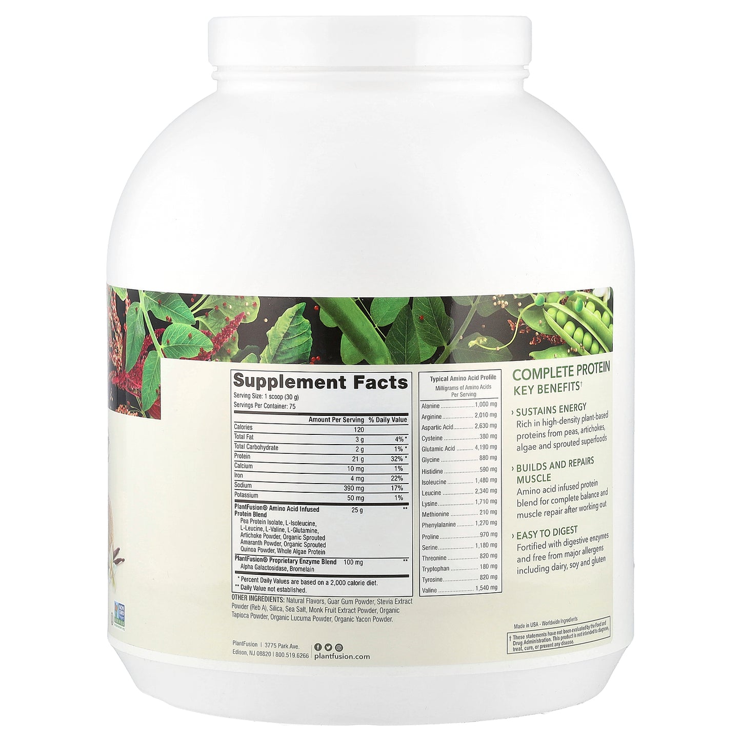 PlantFusion, Complete Protein, Creamy Vanilla Bean, 5 lb (2.25 kg)