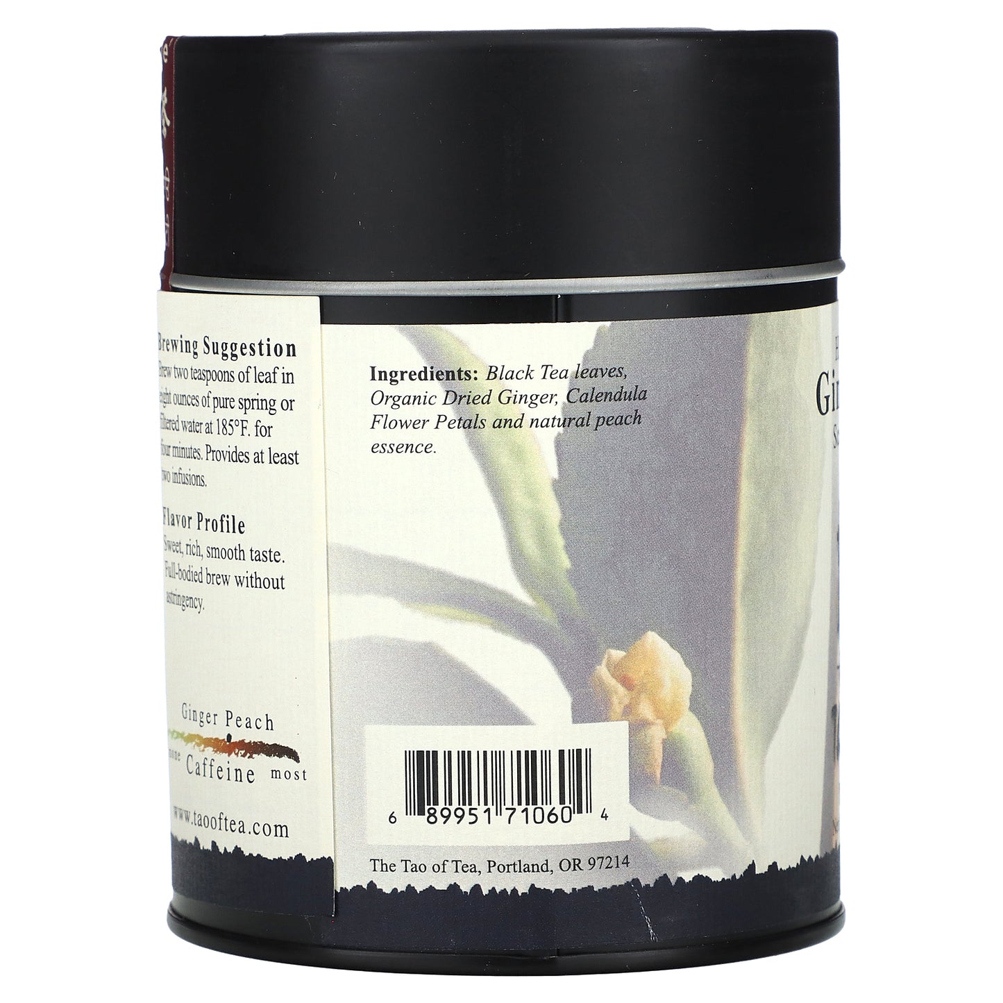 The Tao of Tea, Hand Blended Scented Black Tea, Ginger Peach, 4 oz (114 g)