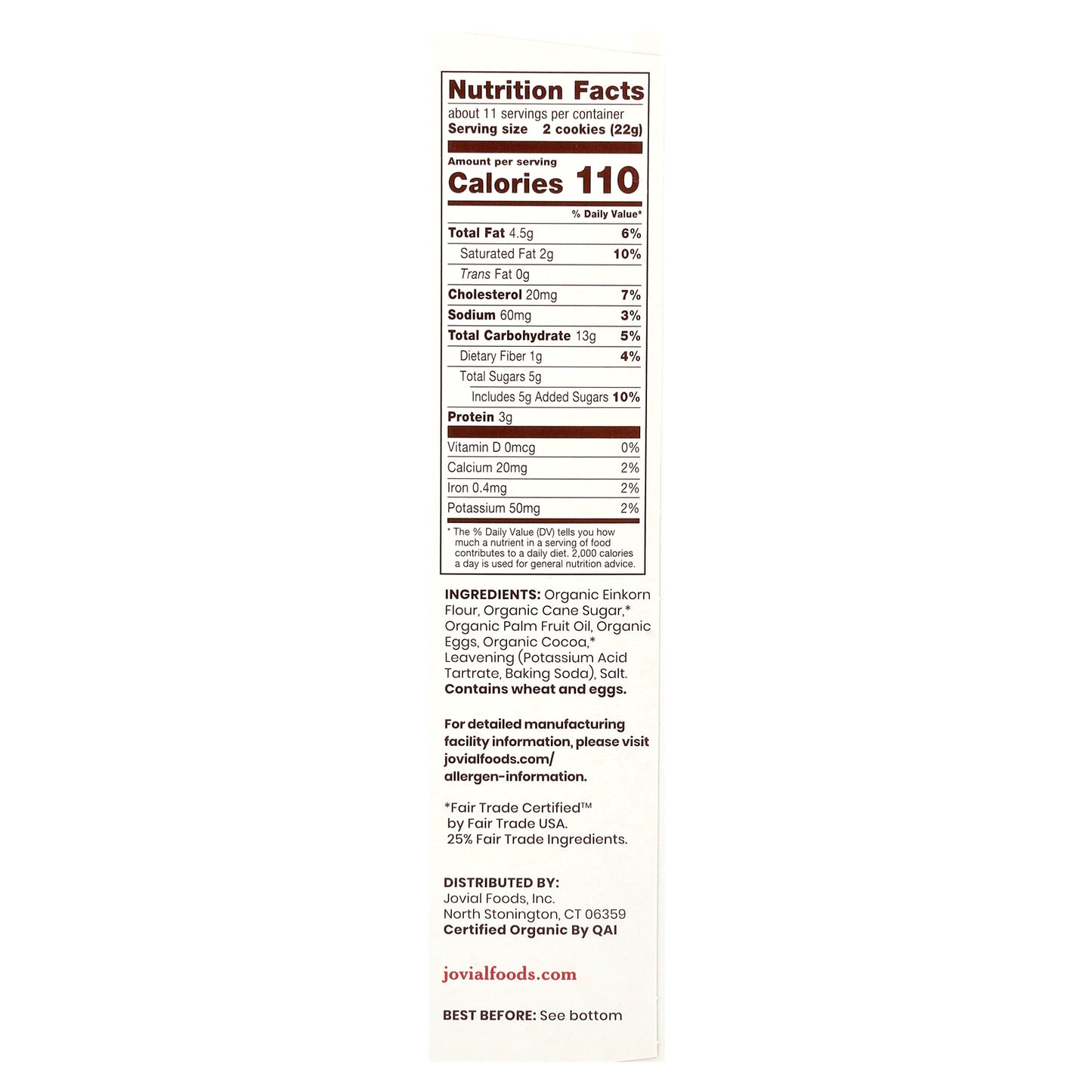 Jovial, Organic Einkorn Cookies, Checkerboard, 8.8 oz (250 g)