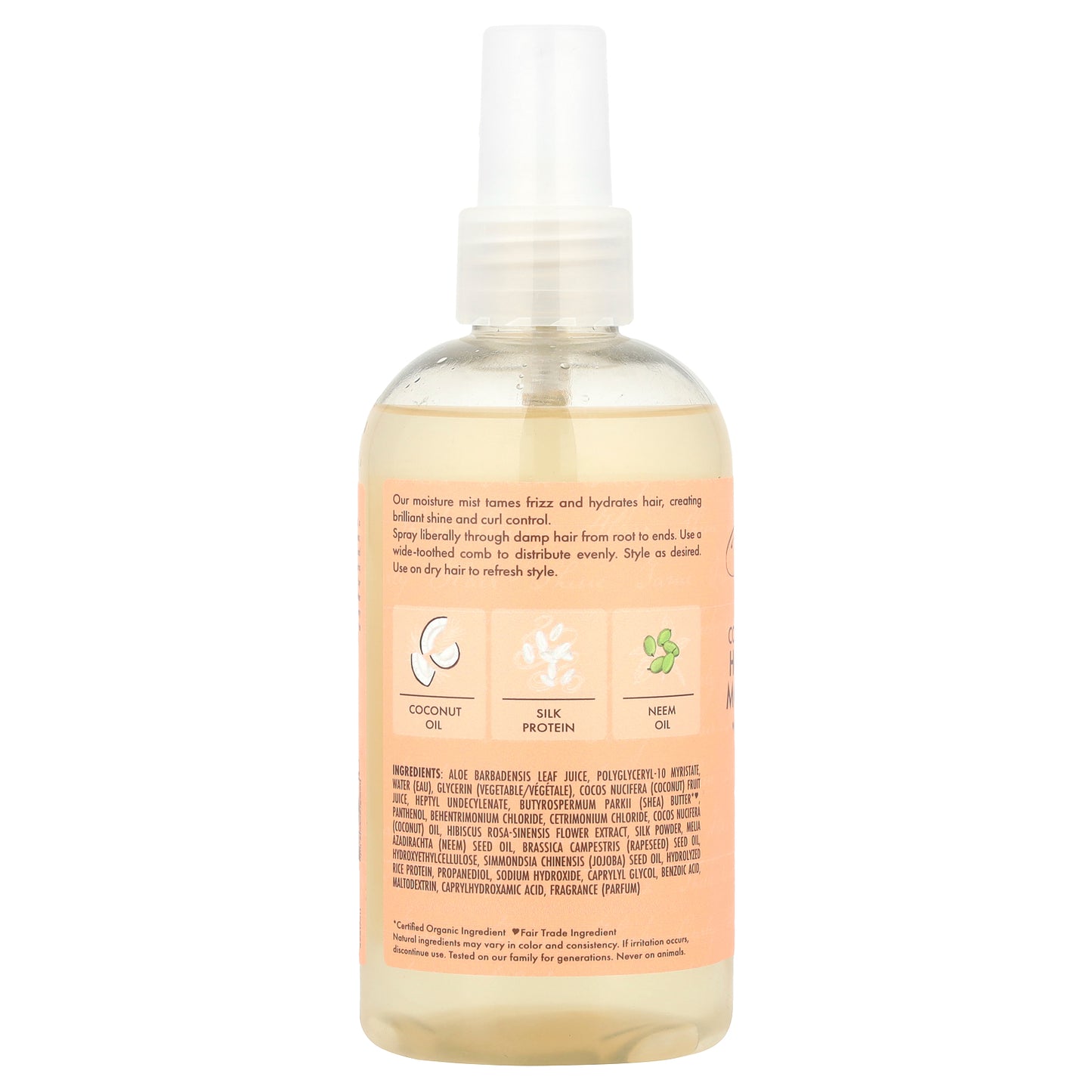 SheaMoisture, Hold & Shine Moisture Mist with Silk Protein & Neem Oil, Coconut & Hibiscus , 8 fl oz (237 ml)