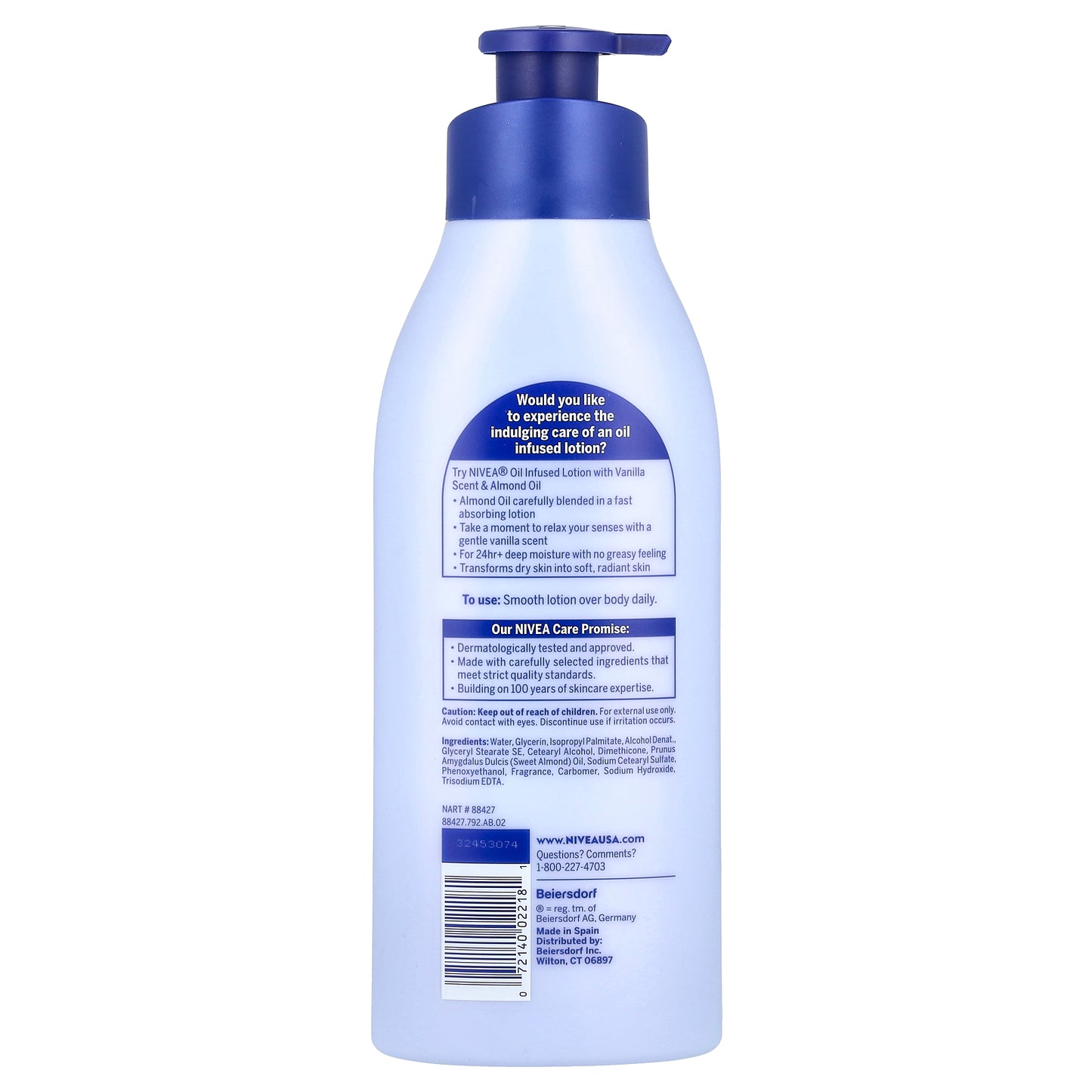 Nivea, Oil Infused Lotion, Vanilla & Almond Oil, 16.9 fl oz (500 ml)